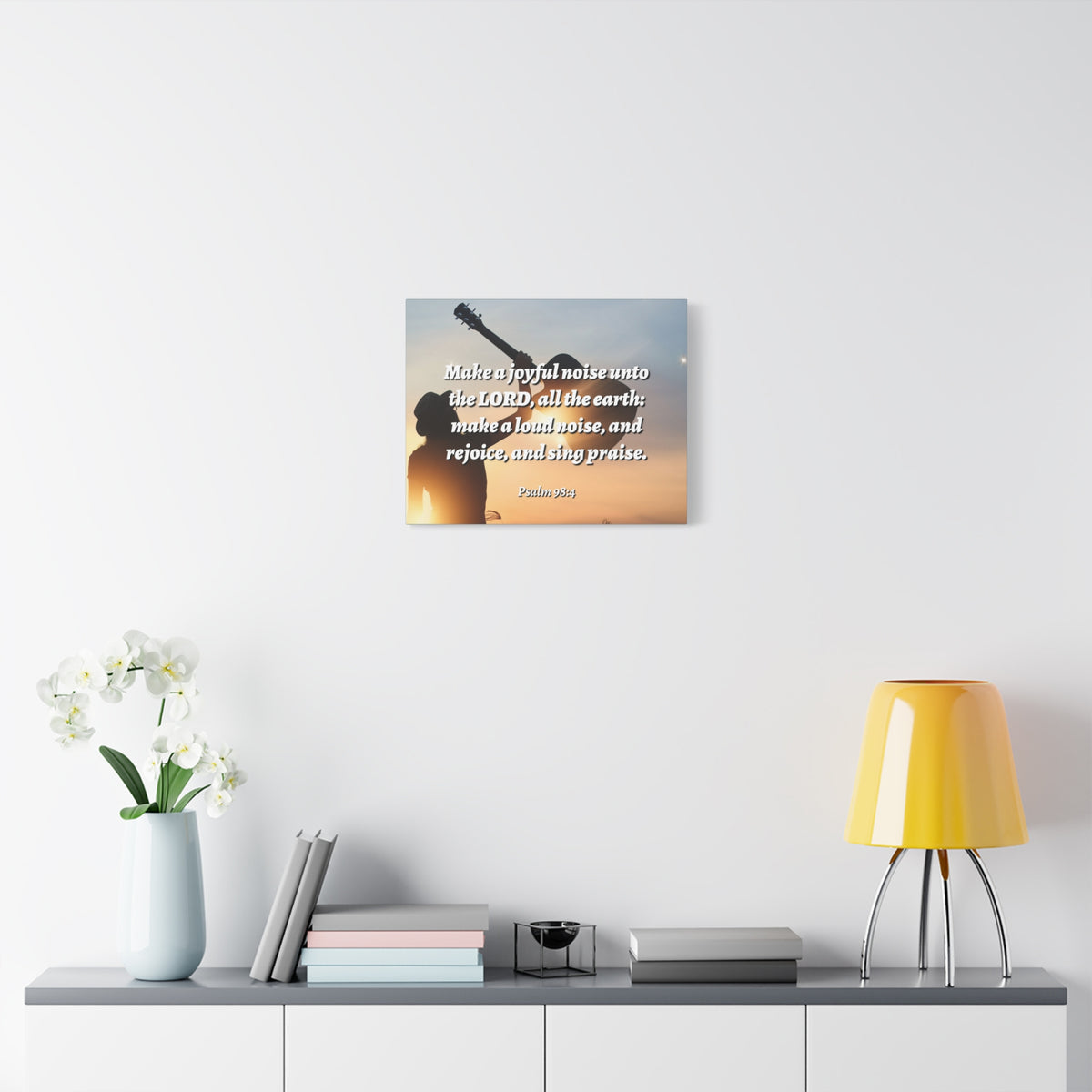 Scripture Canvas Sing Praise Psalm 98:4 Christian Wall Art Bible Verse Print Ready to Hang-Express Your Love Gifts