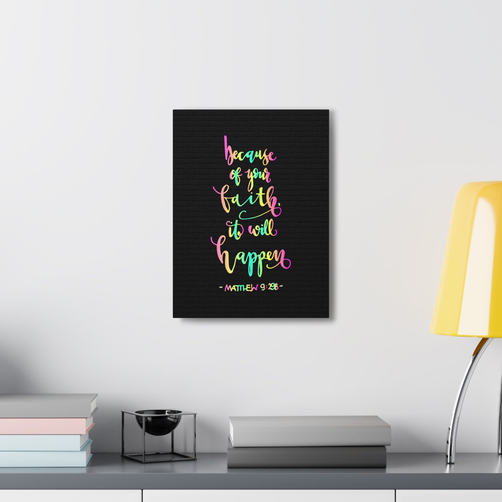 Scripture Canvas Because Of Your Faith Matthew 9:29 Christian Wall Art Bible Verse Print Ready To Hang-Express Your Love Gifts