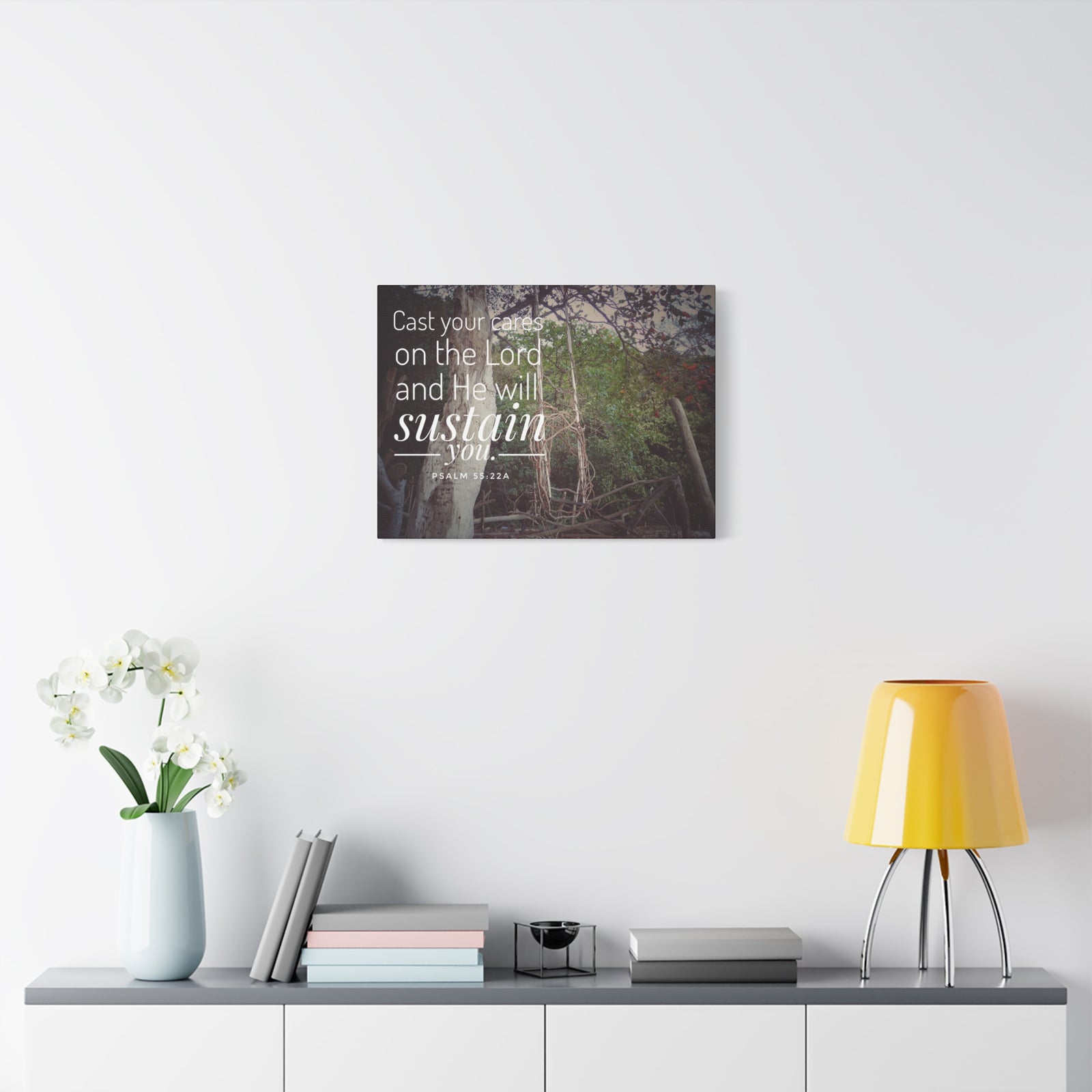 Scripture Walls He Will Sustain You Psalm 55:22 Bible Verse Canvas Christian Wall Art Ready to Hang-Express Your Love Gifts
