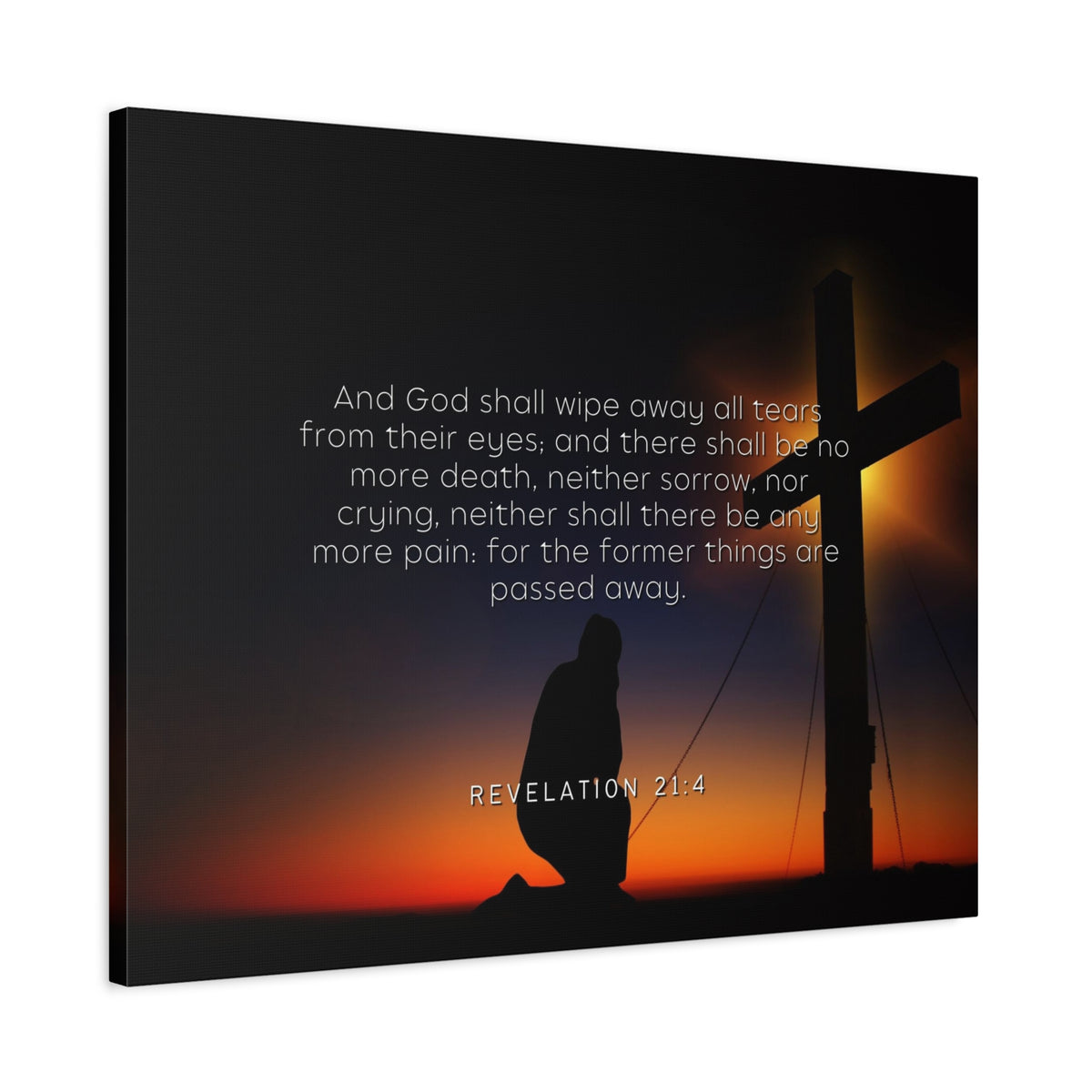 Scripture Canvas All Tears Revelation 21:4 Christian Wall Art Bible Verse Print Ready to Hang-Express Your Love Gifts