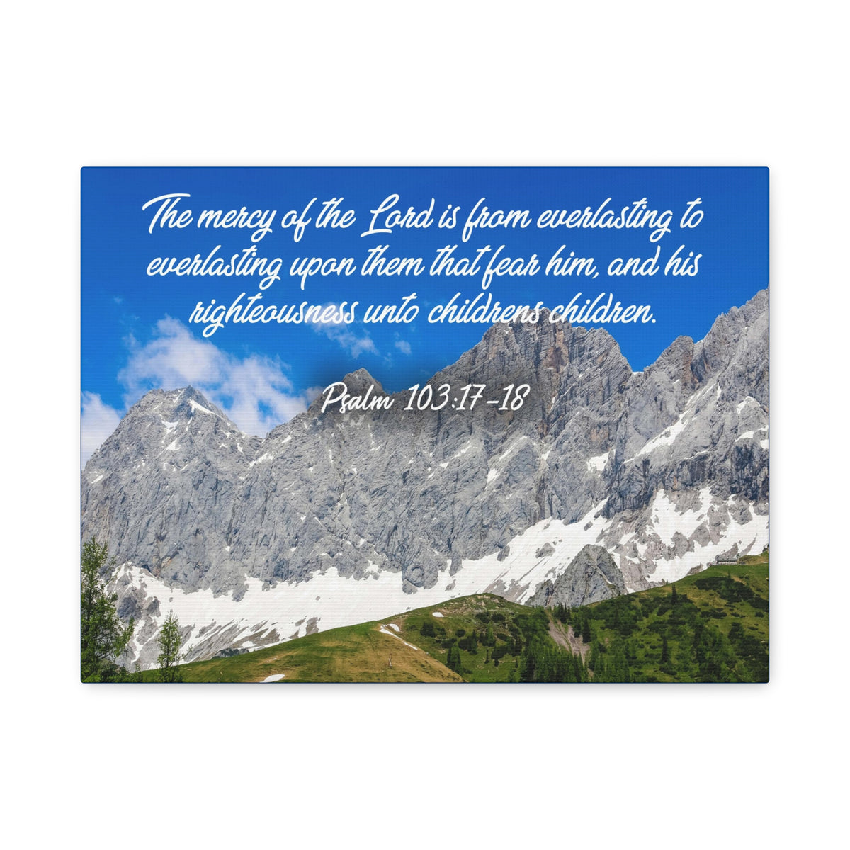 Scripture Canvas The Mercy of The Lord Psalm 103:17-18 Christian Wall Art Bible Verse Print Ready to Hang-Express Your Love Gifts