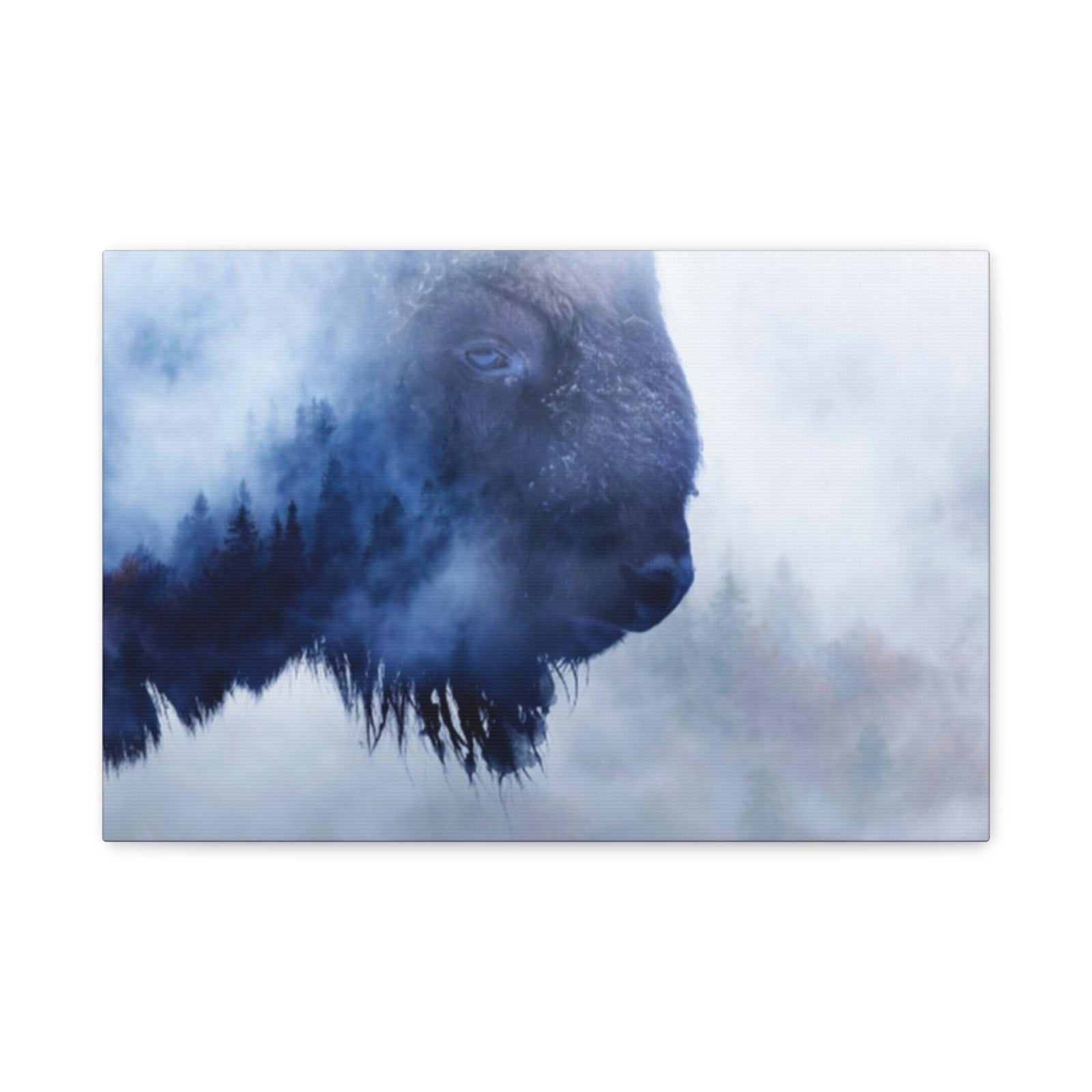 Wild Bison And A Pine Forest Buffalo Art Canvas Wall Art for Home Decor Ready-to-Hang-Express Your Love Gifts