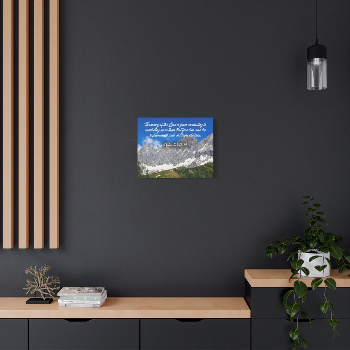 Scripture Canvas The Mercy of The Lord Psalm 103:17-18 Christian Wall Art Bible Verse Print Ready to Hang-Express Your Love Gifts