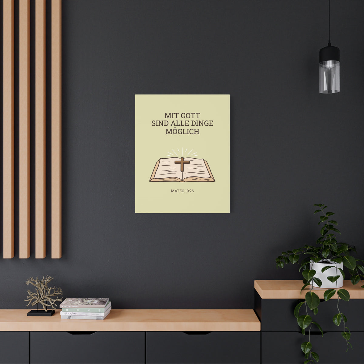 Scripture Walls Mateo 19:26 German Bible Verse Canvas Christian Wall Art Ready to Hang Unframed-Express Your Love Gifts