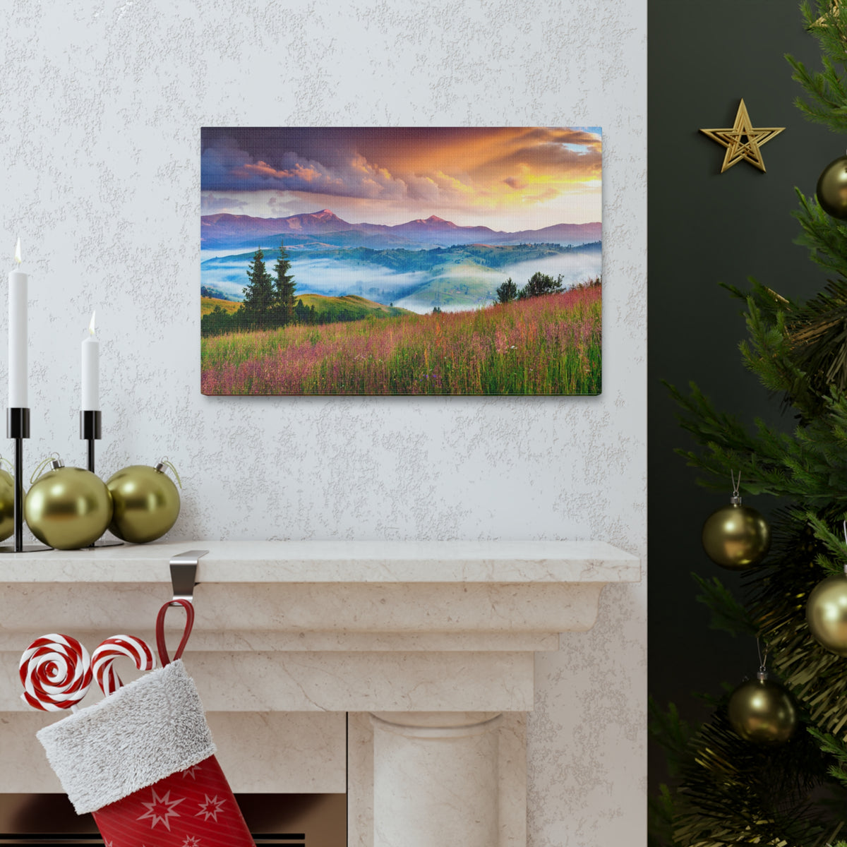 Majestic Mountain Mystic Forest Nature Wilderness Photography Canvas Wall Art for Home Decor Ready-to-Hang-Express Your Love Gifts