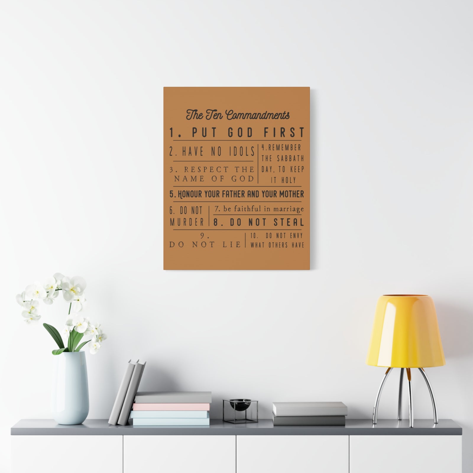 Scripture Canvas Ten Commandments Exodus 20:2–17 Christian Wall Art Print Ready to Hang-Express Your Love Gifts