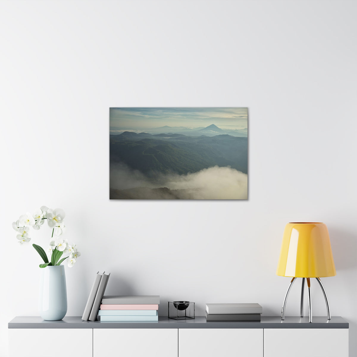 Misty Mountains Green Forest Nature Wilderness Photography Canvas Wall Art for Home Decor Ready-to-Hang-Express Your Love Gifts