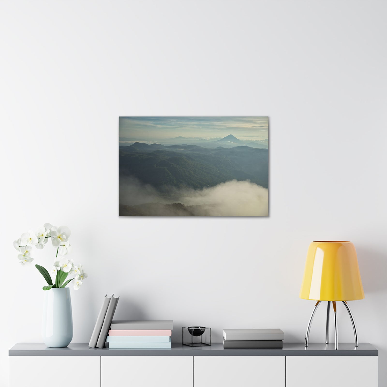 Misty Mountains Green Forest Nature Wilderness Photography Canvas Wall Art for Home Decor Ready-to-Hang-Express Your Love Gifts