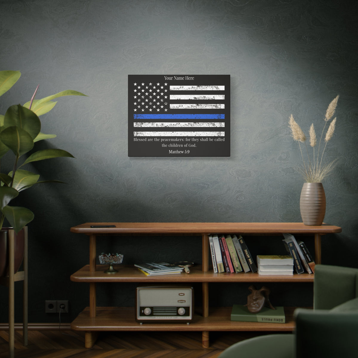 Scripture Walls Personalized Matthew 5:9 Police Officer Badge Bible Canvas Christian Wall Art Ready to Hang Unframed-Express Your Love Gifts