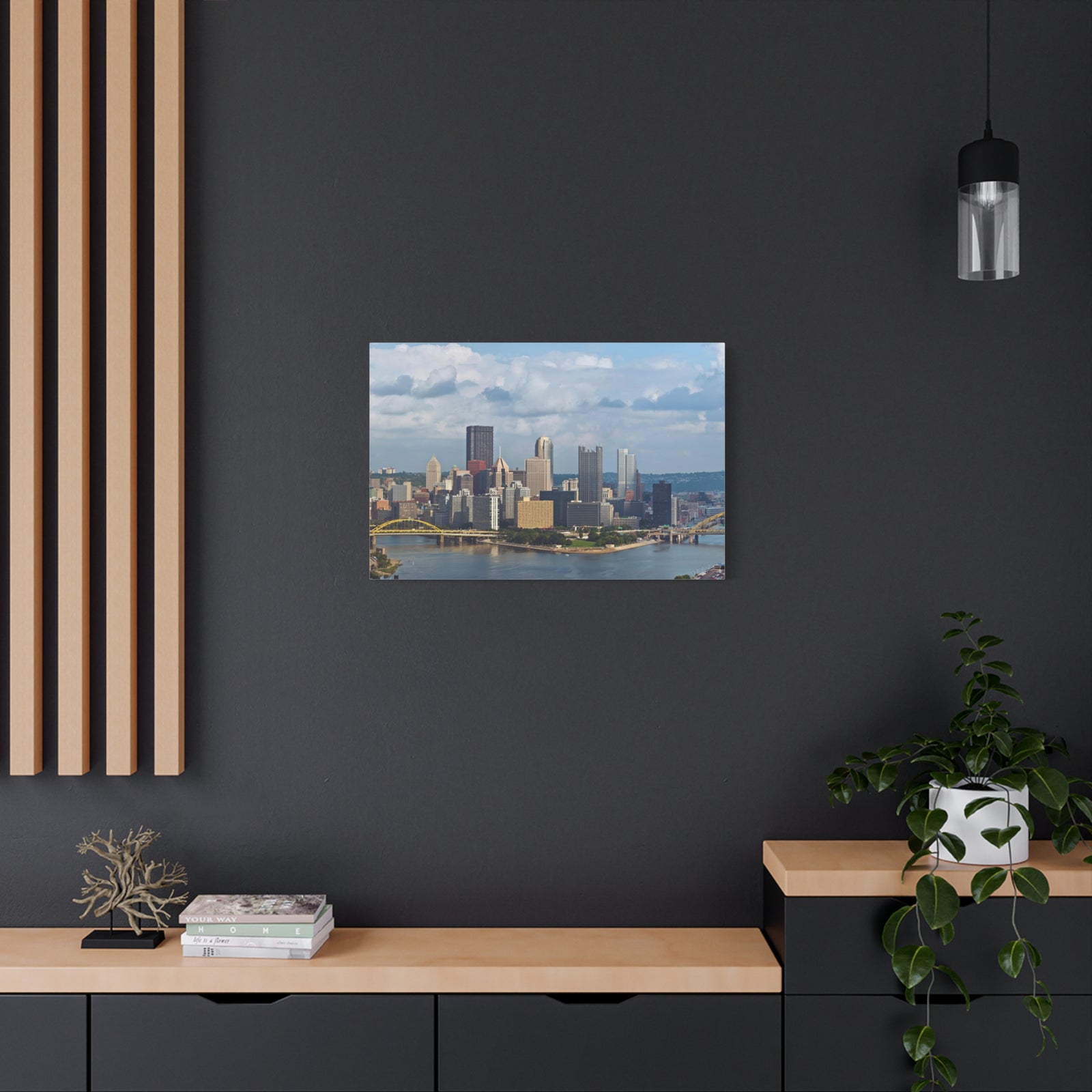 Pittsburgh Daytime Skyline Canvas Artwork High-Quality Breathtaking Stunning Cityscape for Home Decor Ready to Hang-Express Your Love Gifts