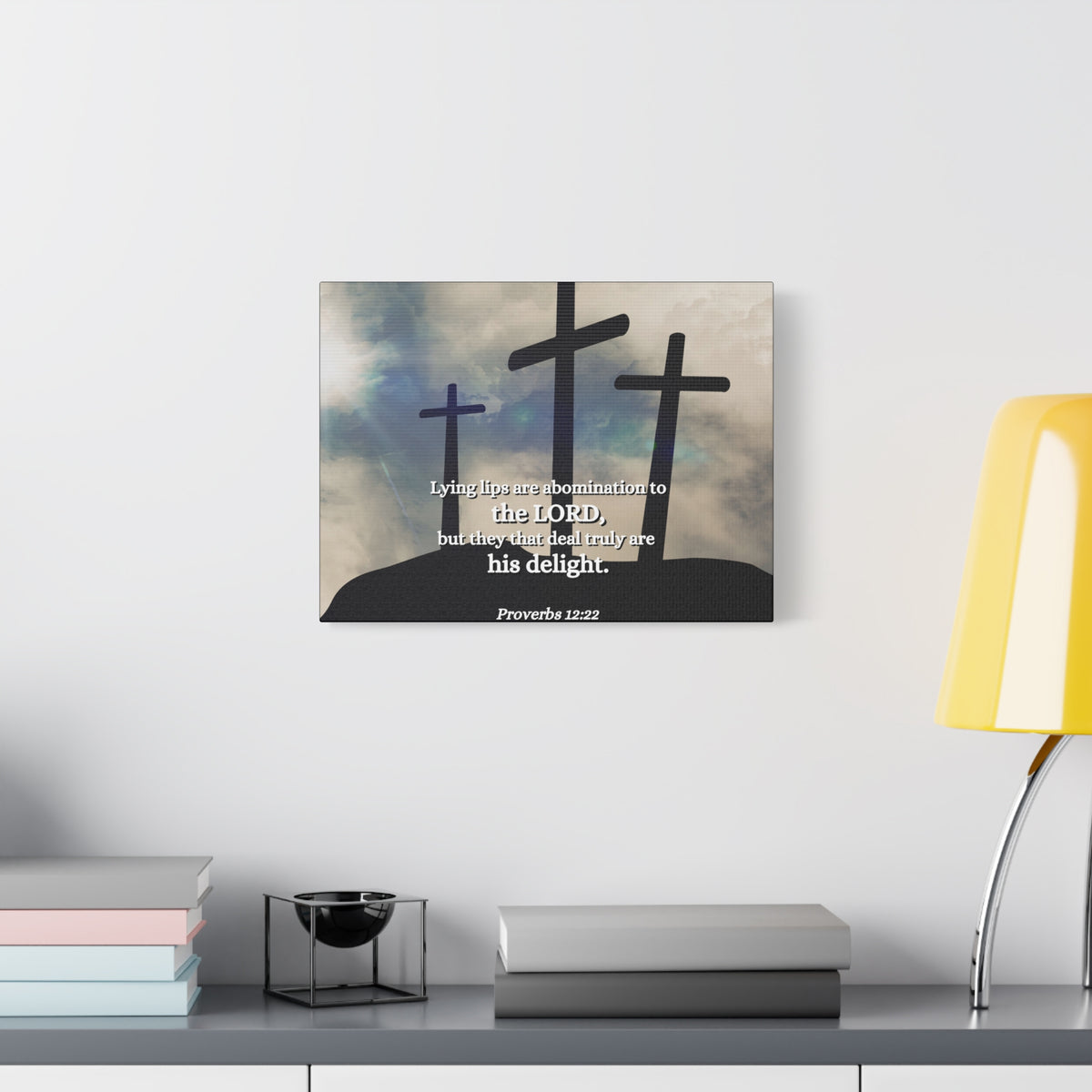 Scripture Canvas Lying Lips Proverbs 12:22 Christian Wall Art Bible Verse Print Ready to Hang-Express Your Love Gifts