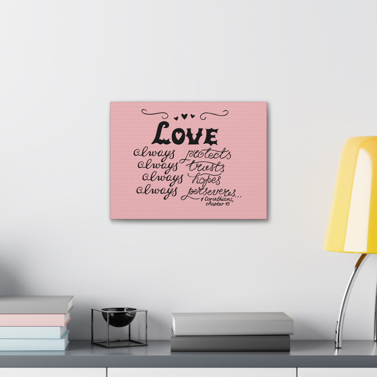 Scripture Canvas Love Always Protects 1 Corinthians Chapter 13 Christian Wall Art Bible Verse Print Ready To Hang-Express Your Love Gifts