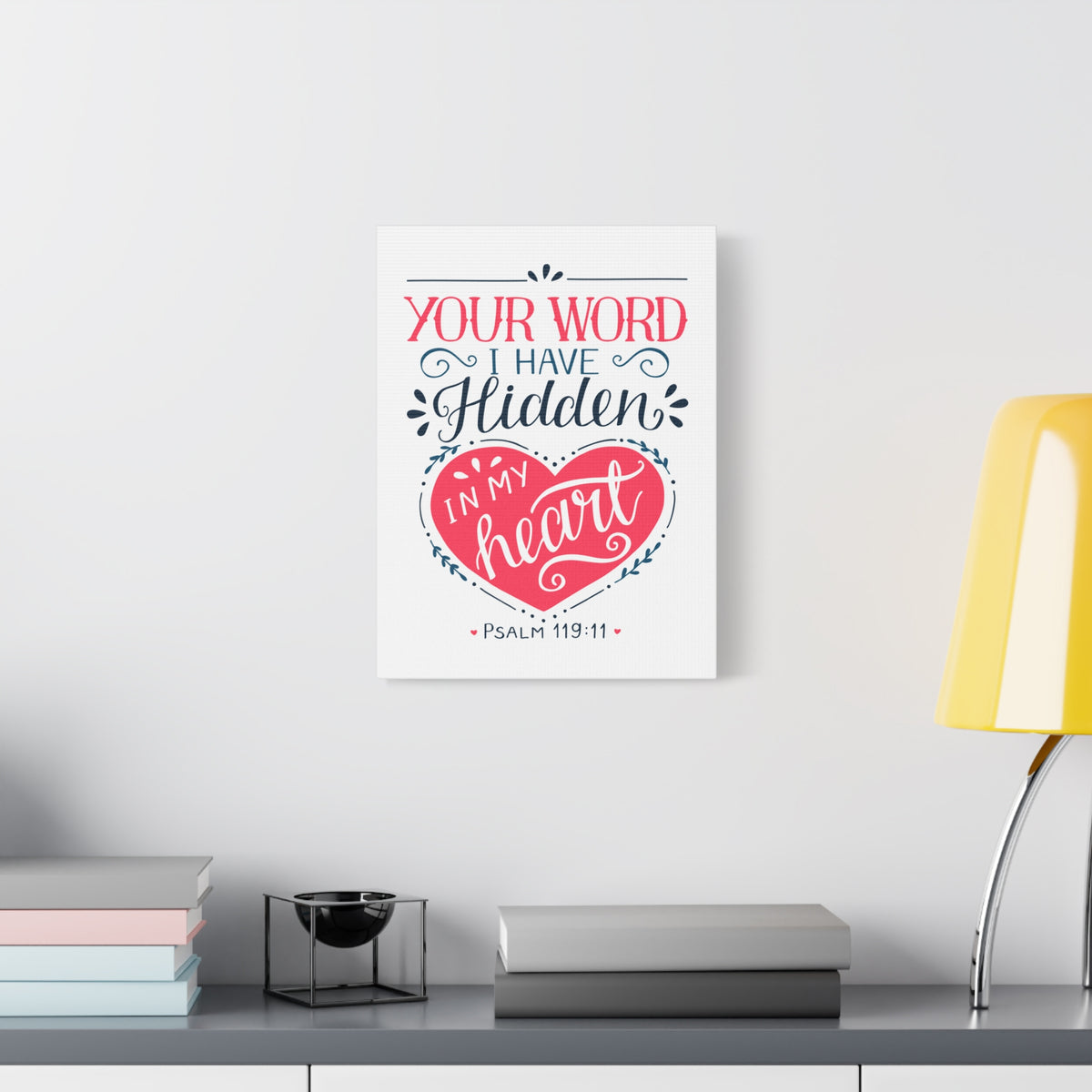 Scripture Canvas In My Heart Psalm 119:11 Christian Wall Art Bible Verse Print Ready to Hang-Express Your Love Gifts