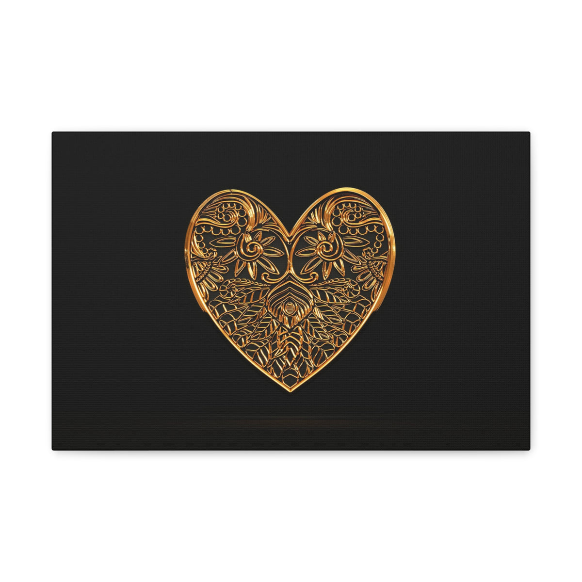 3D Gold Hearts Playing Card Canvas Wall Art for Home Decor Ready-to-Hang-Express Your Love Gifts