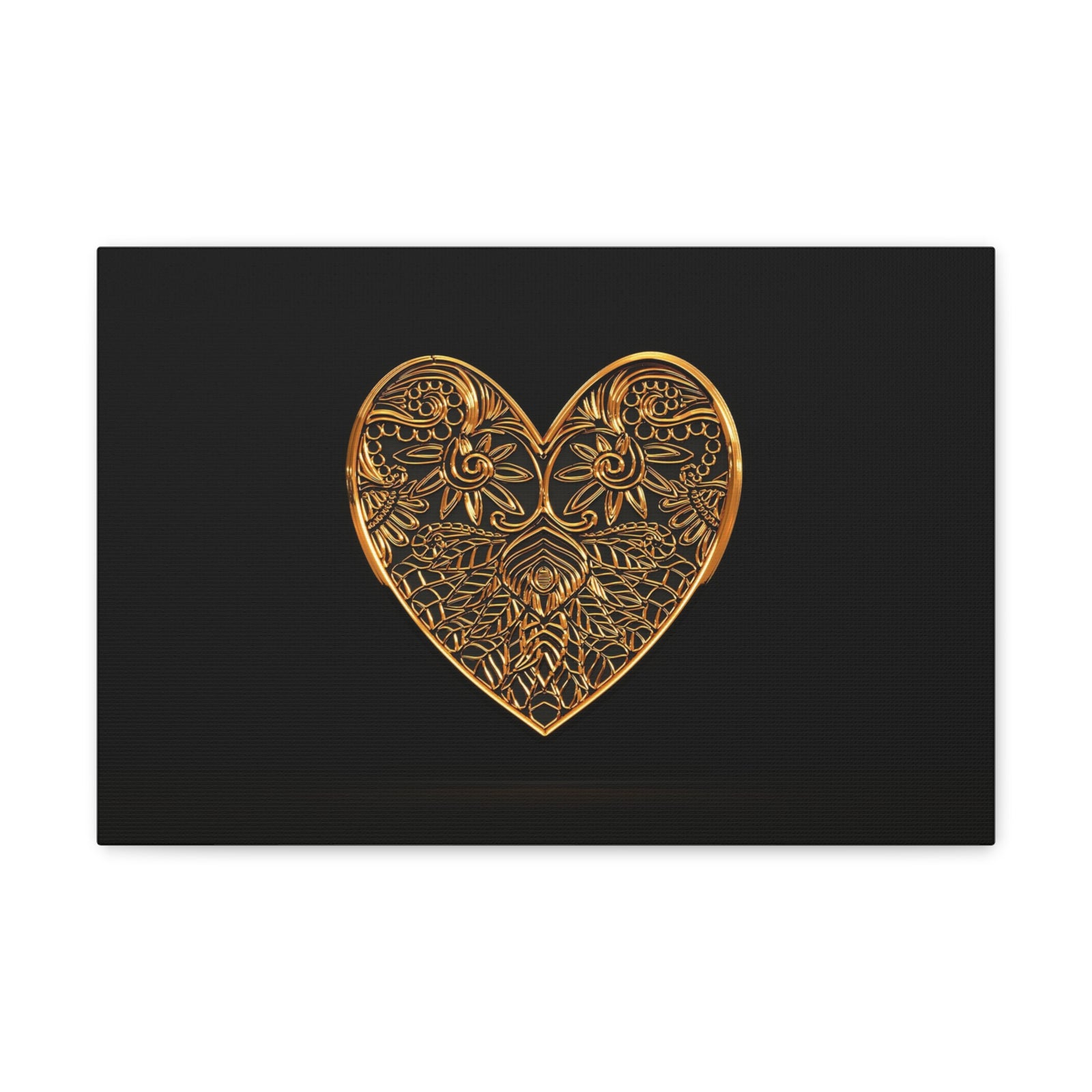 3D Gold Hearts Playing Card Canvas Wall Art for Home Decor Ready-to-Hang-Express Your Love Gifts