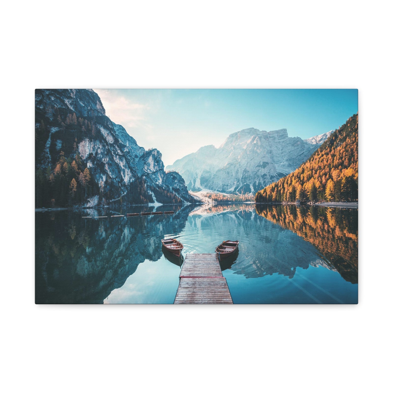 Mountain Valley Clear Lake Nature Wilderness Photography Canvas Wall Art for Home Decor Ready-to-Hang-Express Your Love Gifts