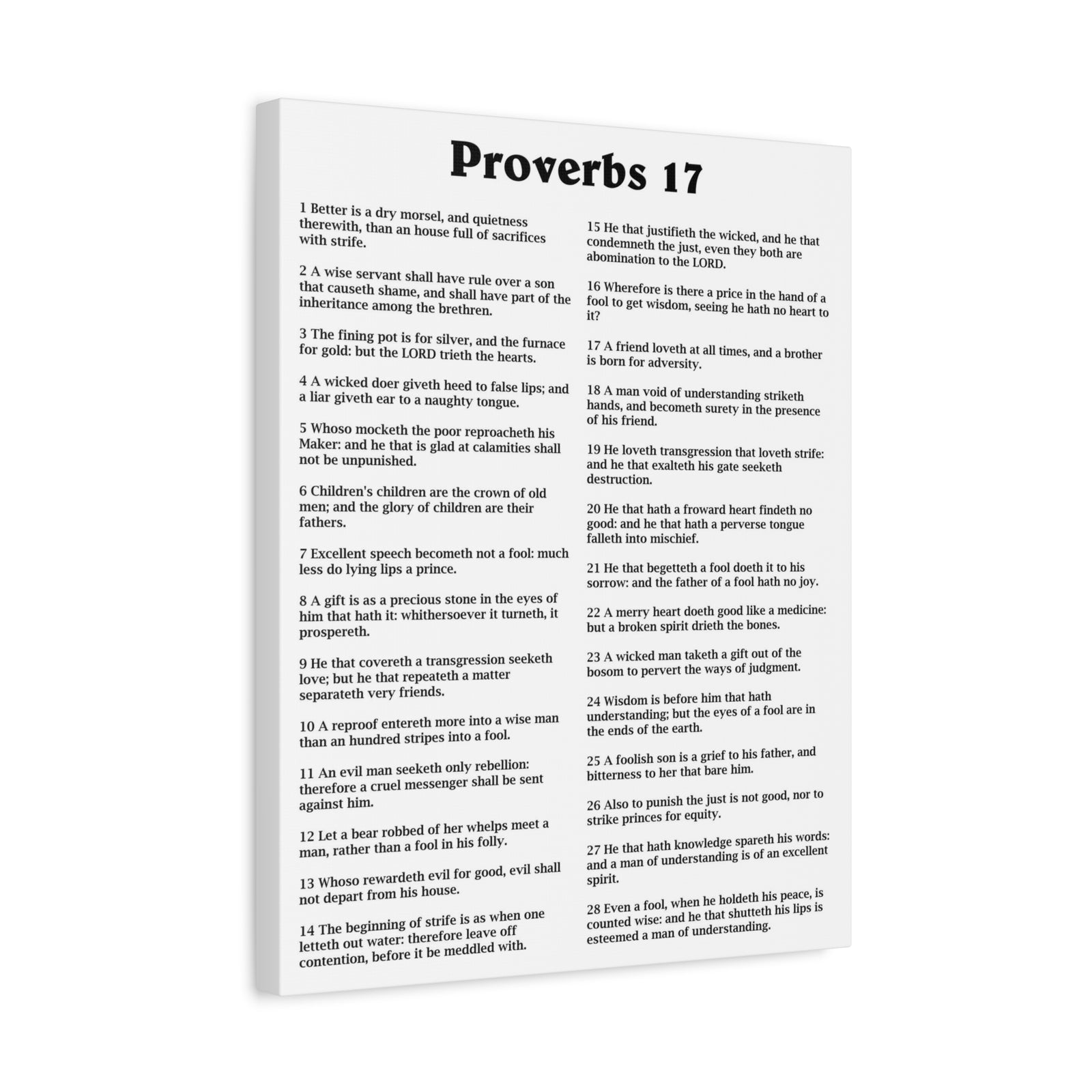 Scripture Walls Proverbs Chapter 17 White Bible Canvas Christian Wall Art Ready to Hang Unframed-Express Your Love Gifts