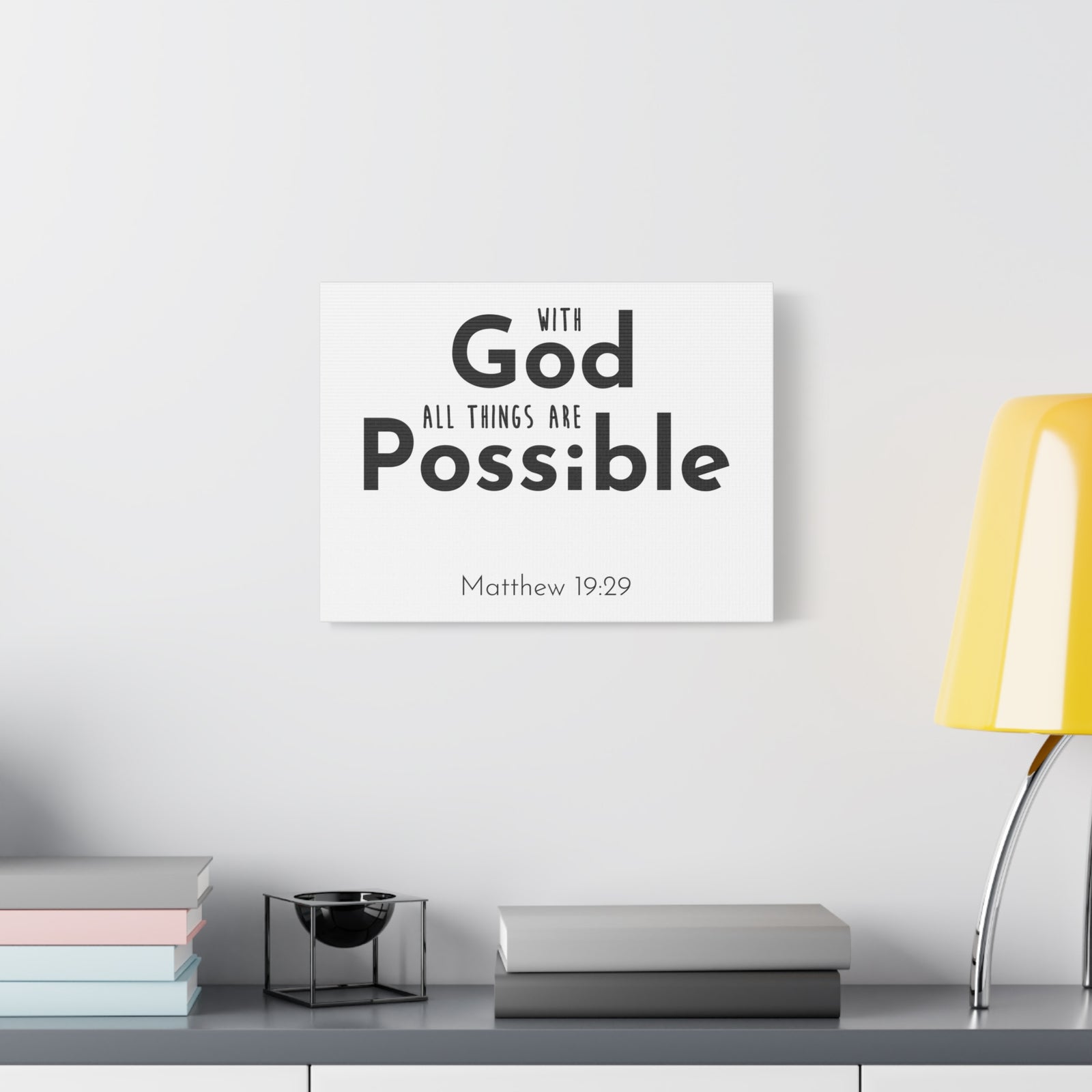 Scripture Canvas With God All Things Matthew 19:29 Christian Wall Art Bible Verse Print Ready To Hang-Express Your Love Gifts
