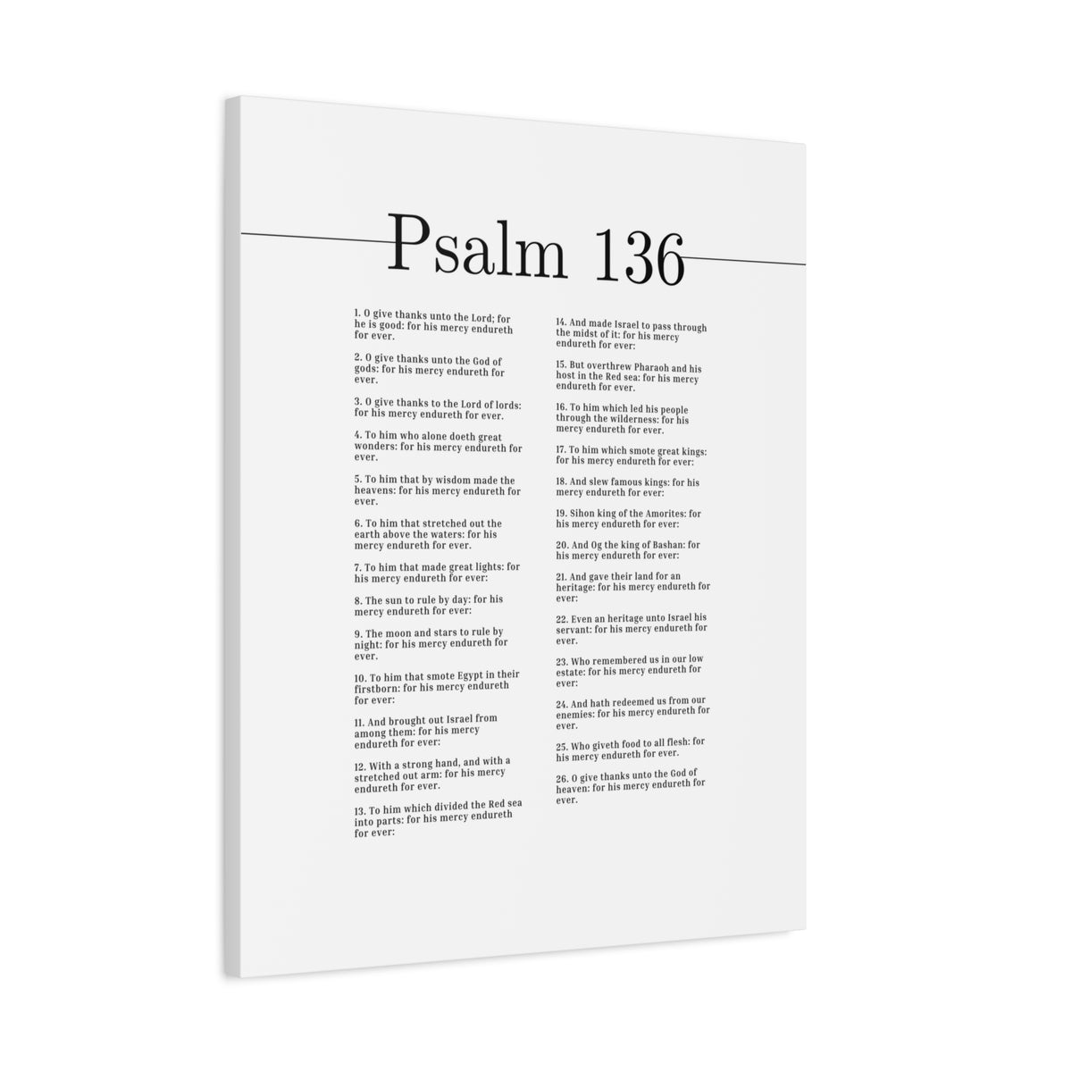 Scripture Canvas Give Thanks Unto God Of Gods Psalm 136 Christian Wall Art Bible Verse Print Ready to Hang-Express Your Love Gifts