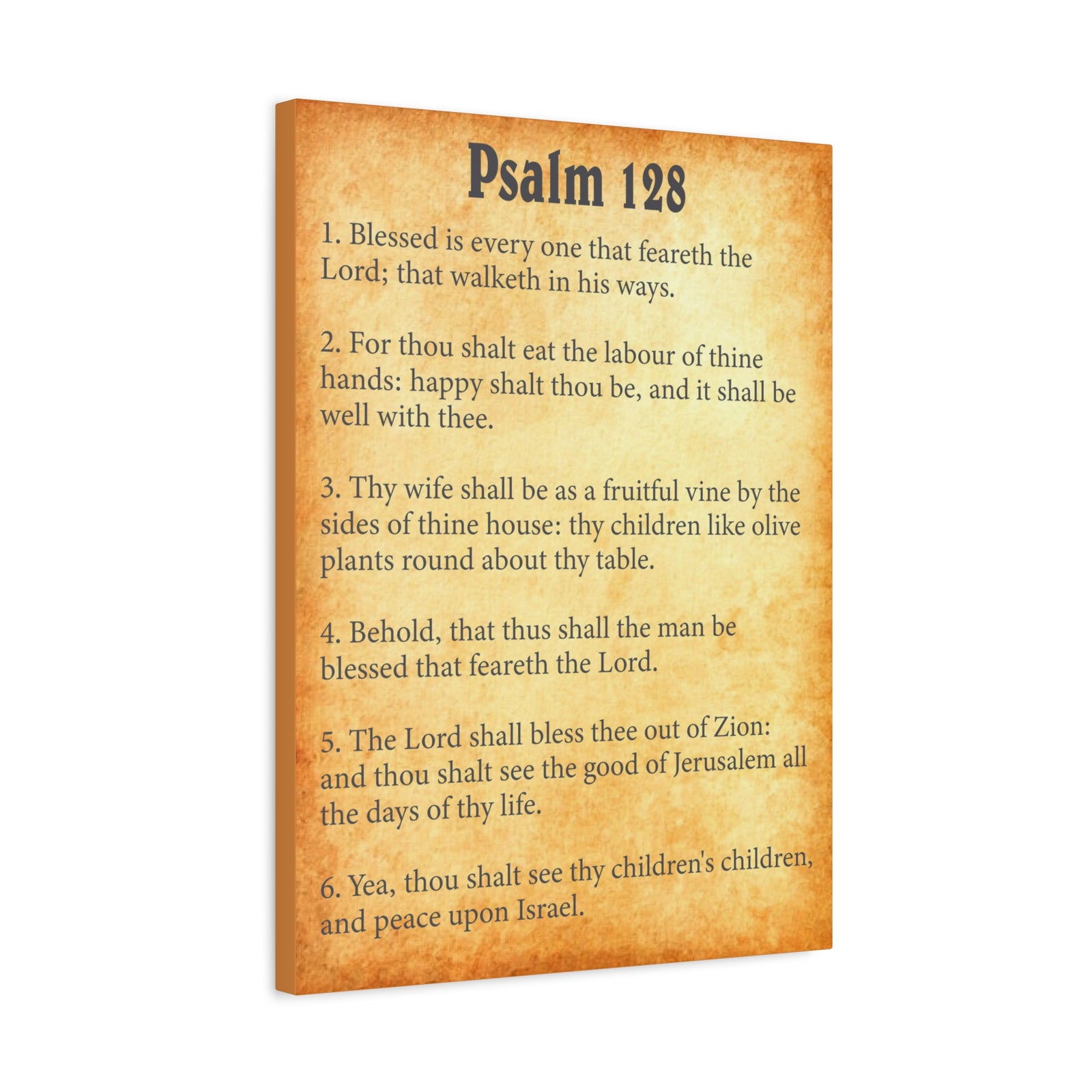 Scripture Walls Psalm 128 Gold Bible Chapter Canvas Christian Wall Art Ready to Hang Unframed-Express Your Love Gifts