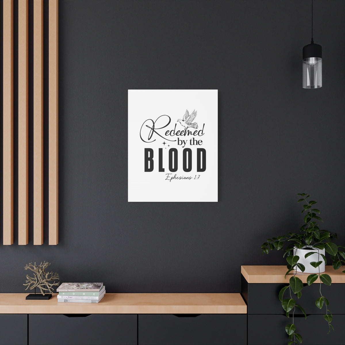 Scripture Walls Ephesians 1:7 Redeemed by Blood Bible Verse Canvas Christian Wall Art Ready to Hang Unframed-Express Your Love Gifts