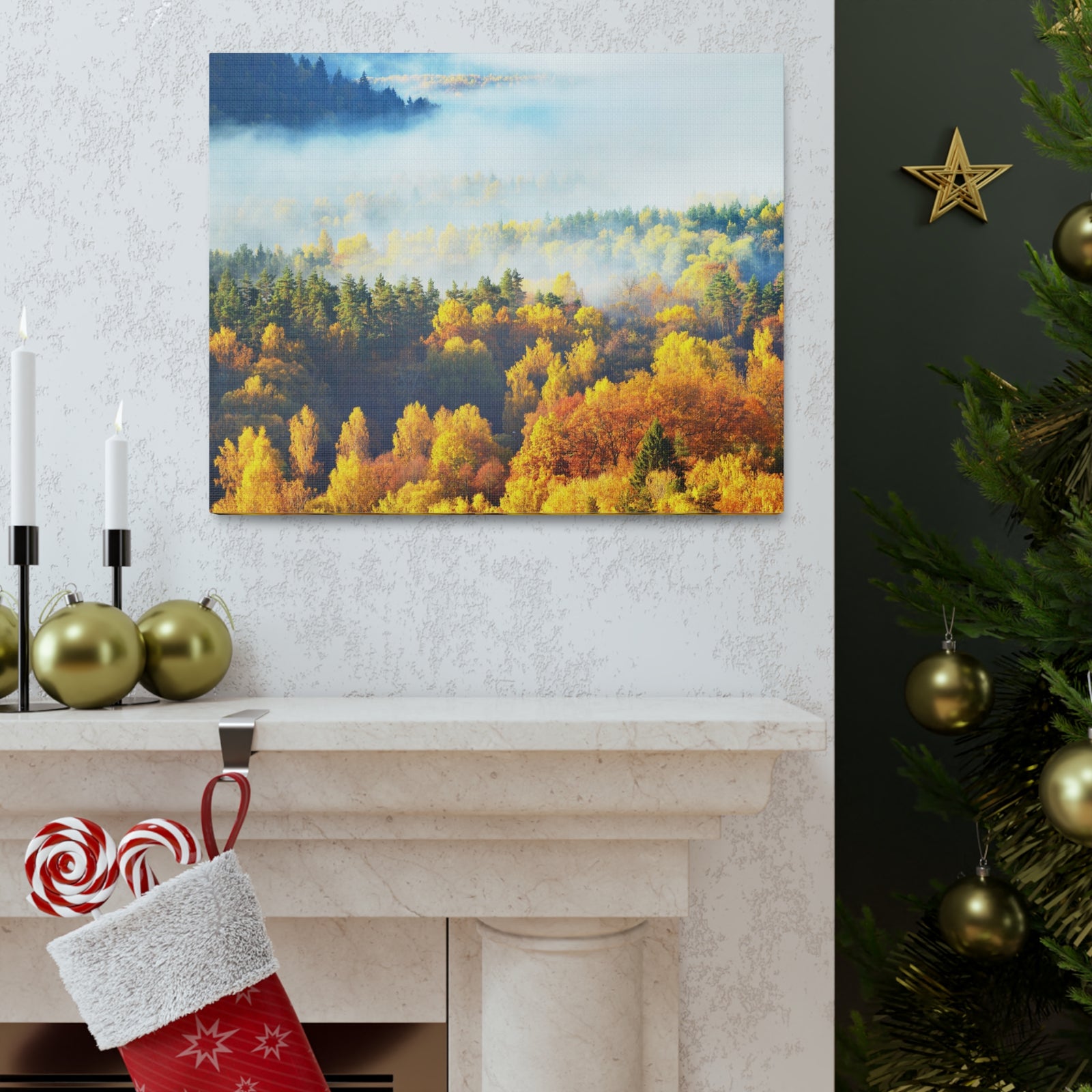 Forest Mystic Autumn Nature Wilderness Photography Canvas Wall Art for Home Decor Ready-to-Hang-Express Your Love Gifts