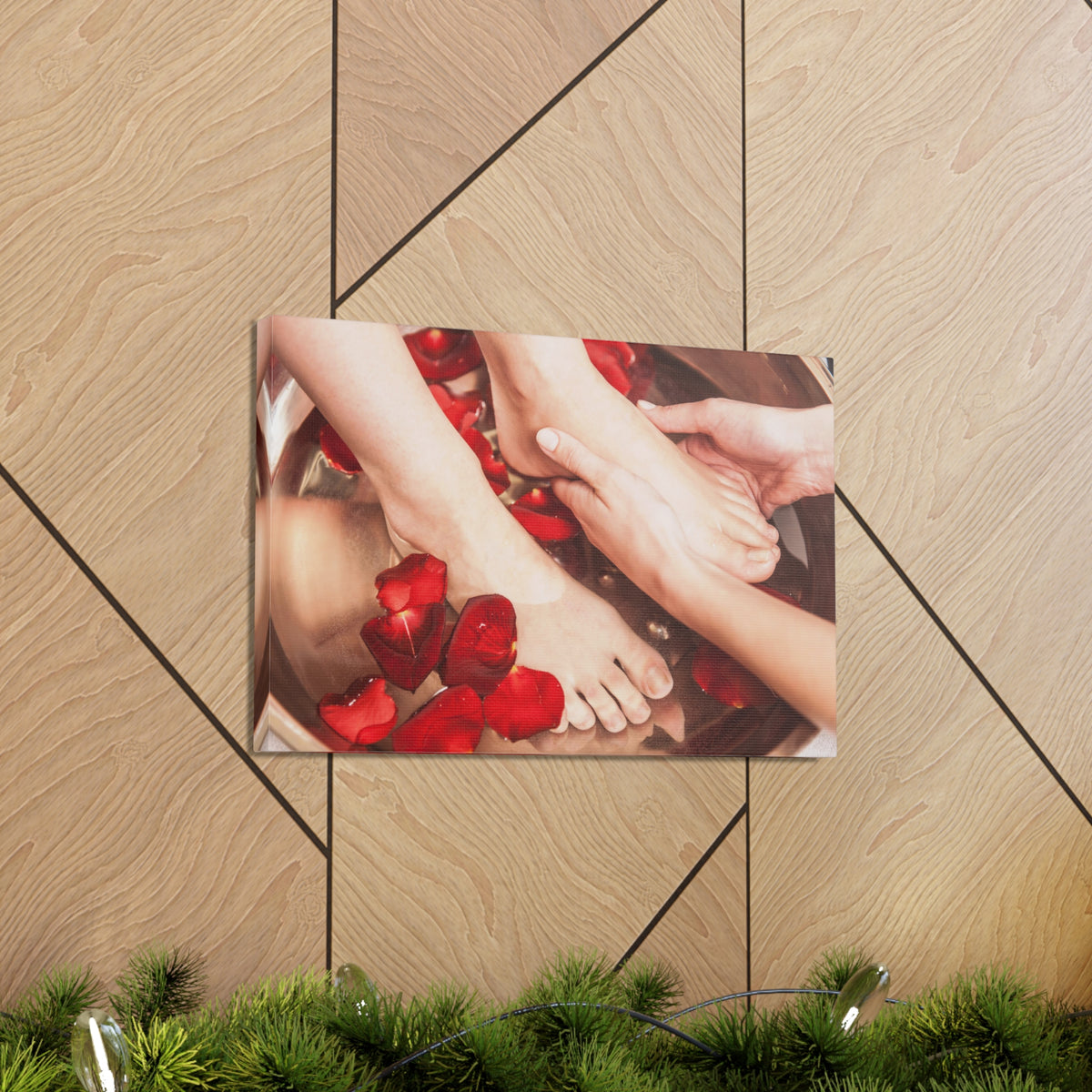 Female Feet at Spa Forest Floral Nature Photography Canvas Wall Art for Home Decor Ready-to-Hang-Express Your Love Gifts