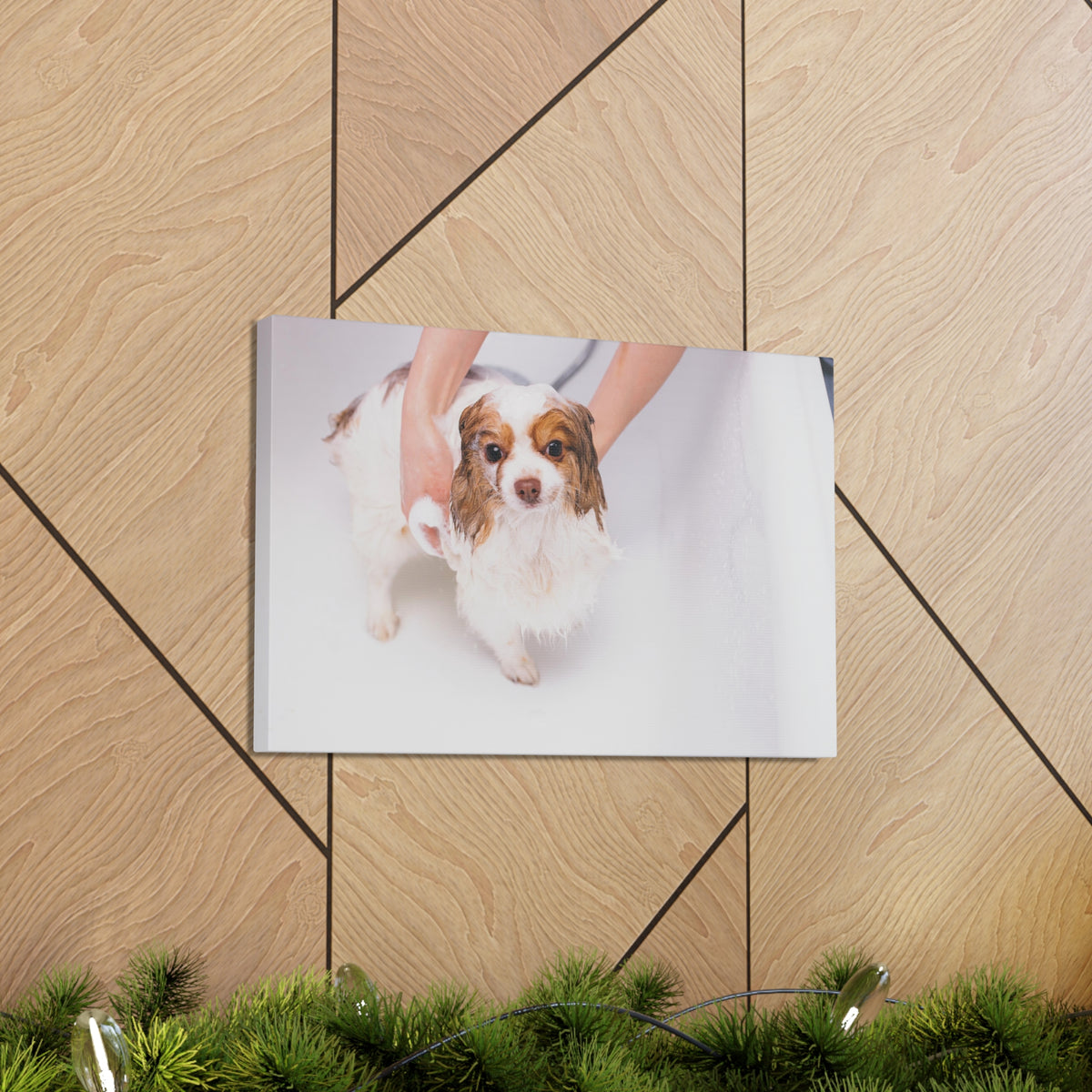 Cute Cavalier King Charles Spaniel Bath Canvas Wall Art for Home Decor Ready-to-Hang-Express Your Love Gifts