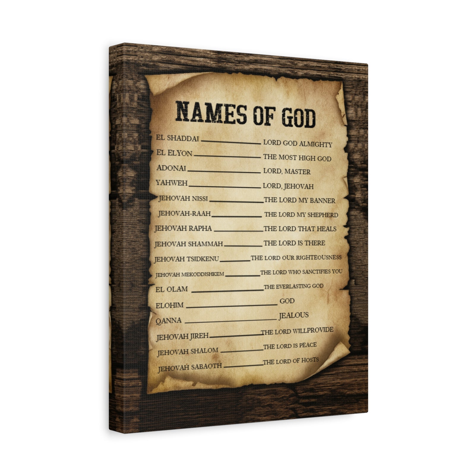 Scripture Canvas Names of God Christian Wall Art Bible Verse Print Ready to Hang-Express Your Love Gifts