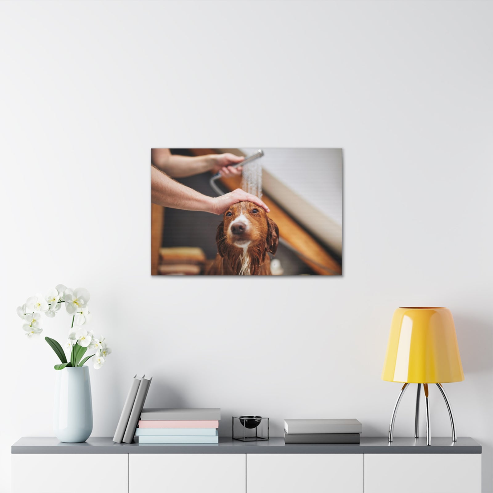 Cute Tolling Retriever Bath Canvas Wall Art for Home Decor Ready-to-Hang-Express Your Love Gifts