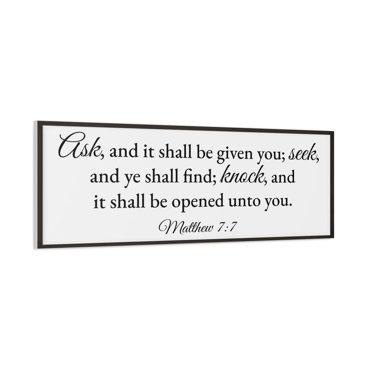 Scripture Walls Matthew 7:7 White Bible Verse Canvas Christian Wall Art Ready to Hang Unframed-Express Your Love Gifts
