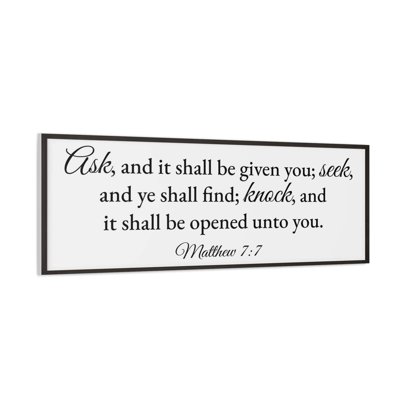 Scripture Walls Matthew 7:7 White Bible Verse Canvas Christian Wall Art Ready to Hang Unframed-Express Your Love Gifts