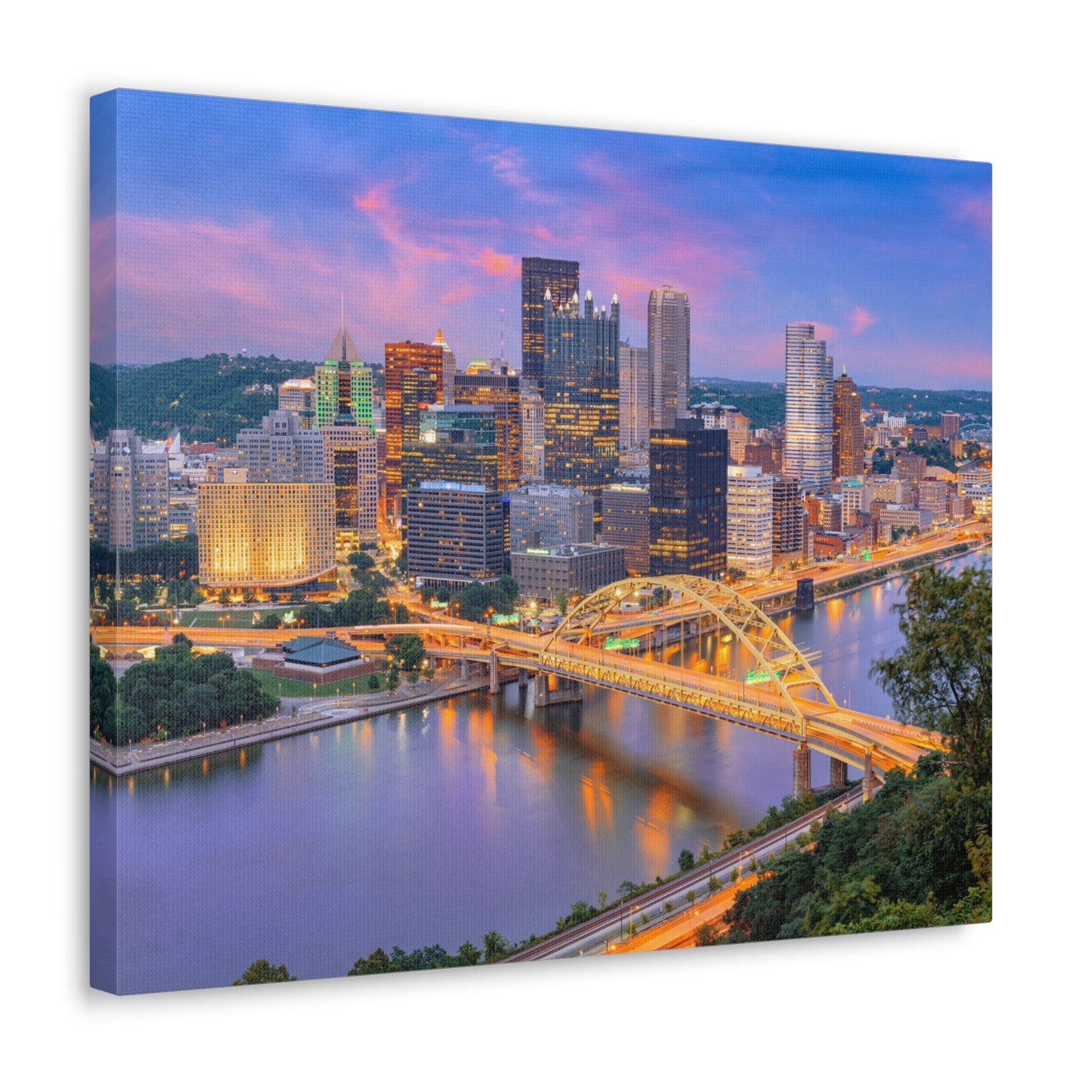 Pittsburgh Night Skyline Canvas Artwork High-Quality Breathtaking Stunning Cityscape for Home Decor Ready to Hang-Express Your Love Gifts