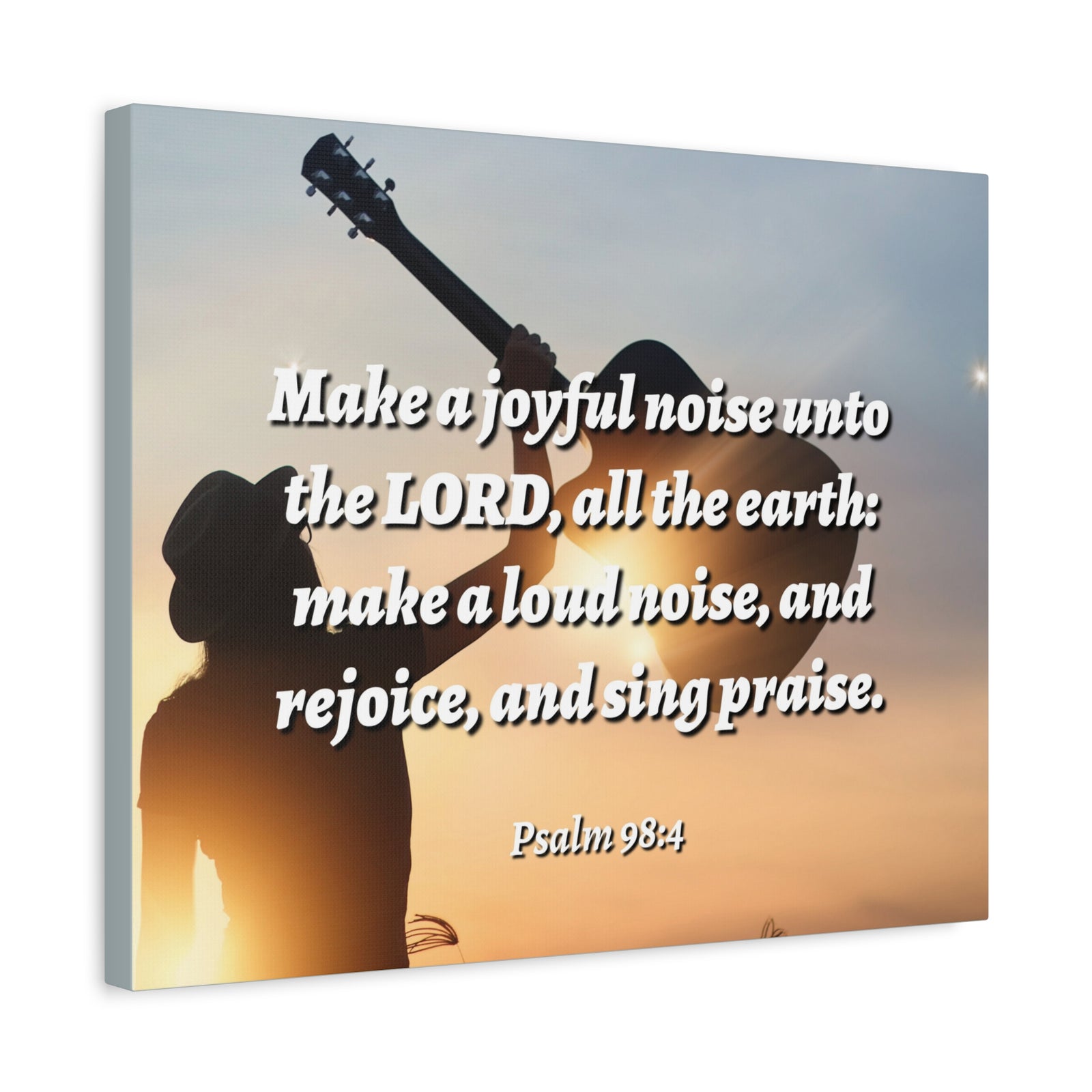 Scripture Canvas Sing Praise Psalm 98:4 Christian Wall Art Bible Verse Print Ready to Hang-Express Your Love Gifts