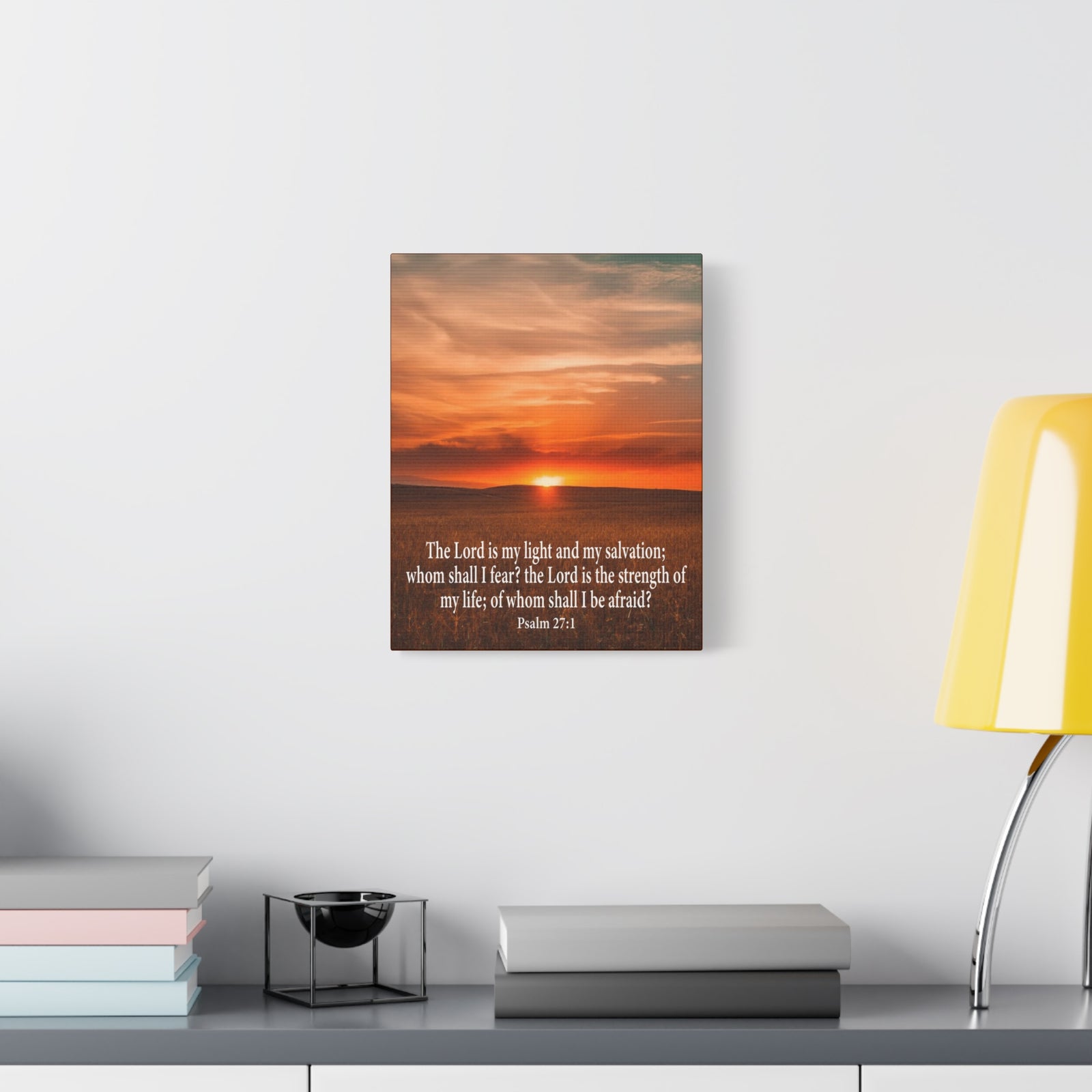 Bible Verse Canvas Lord is My Salvation Psalm 27:1 Christian Wall Décor Scripture Art Ready to Hang-Express Your Love Gifts