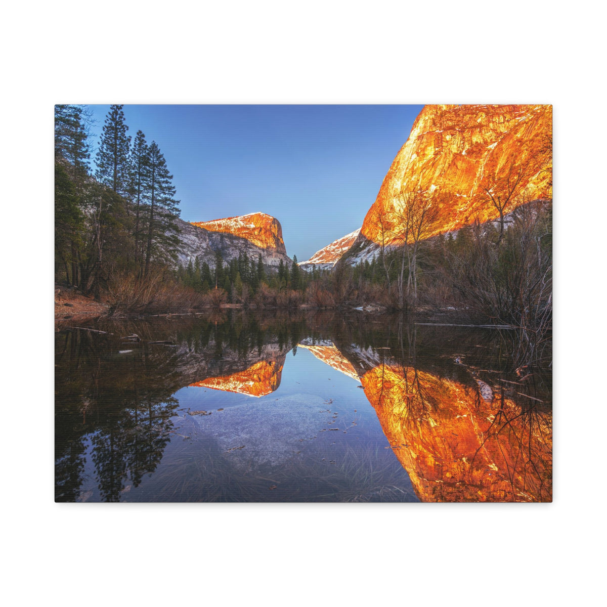 Mountain Golden Hour Lake Nature Wilderness Photography Canvas Wall Art for Home Decor Ready-to-Hang-Express Your Love Gifts