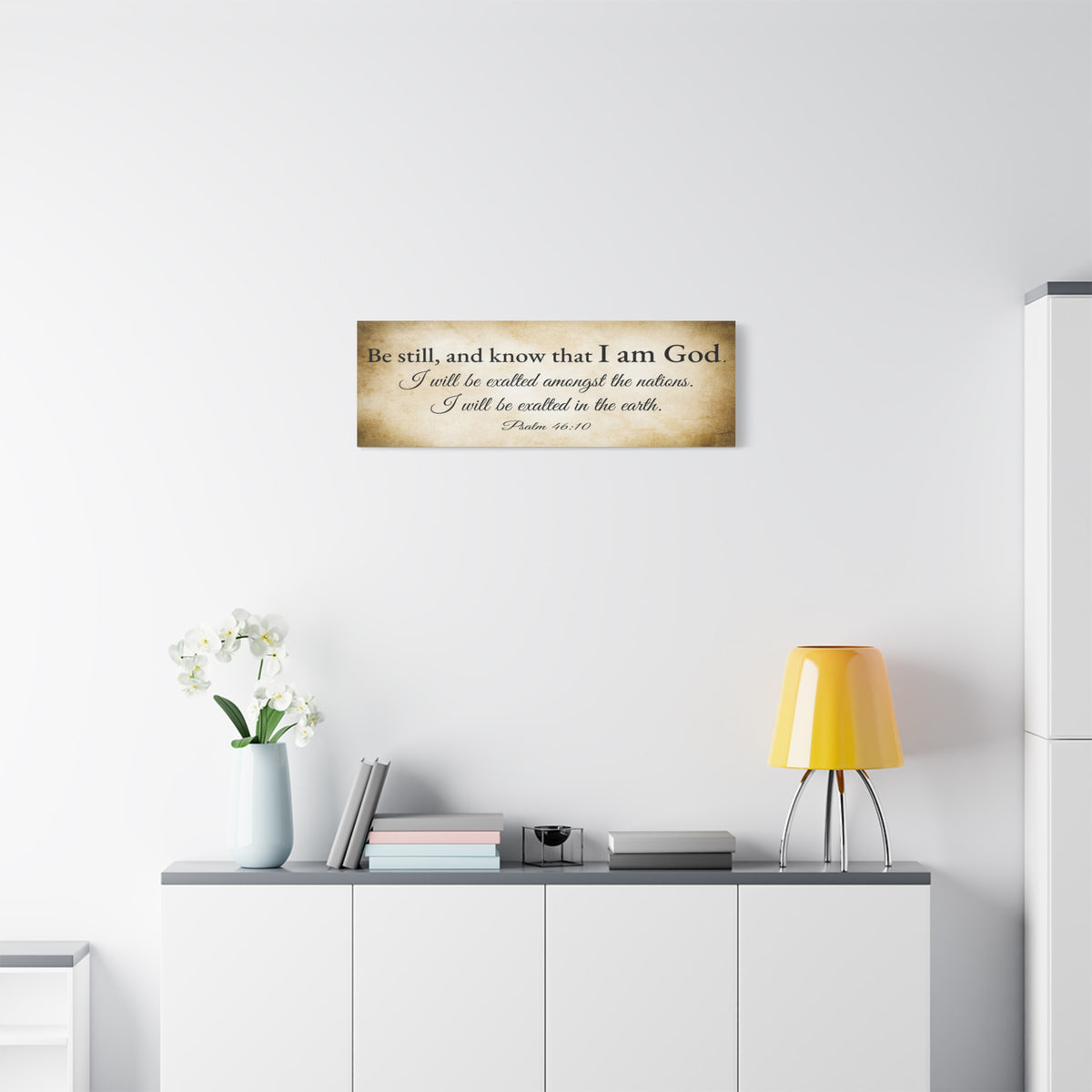 Scripture Walls Psalm 46:10 Gold Bible Verse Canvas Christian Wall Art Ready to Hang Unframed-Express Your Love Gifts