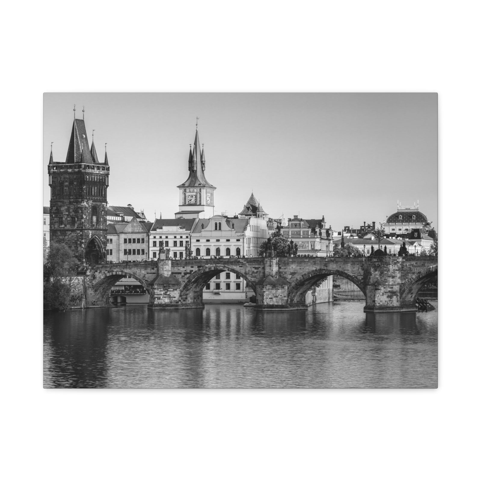 Prague Black And White Skyline Canvas Artwork High-Quality Breathtaking Stunning Cityscape for Home Decor Ready to Hang-Express Your Love Gifts