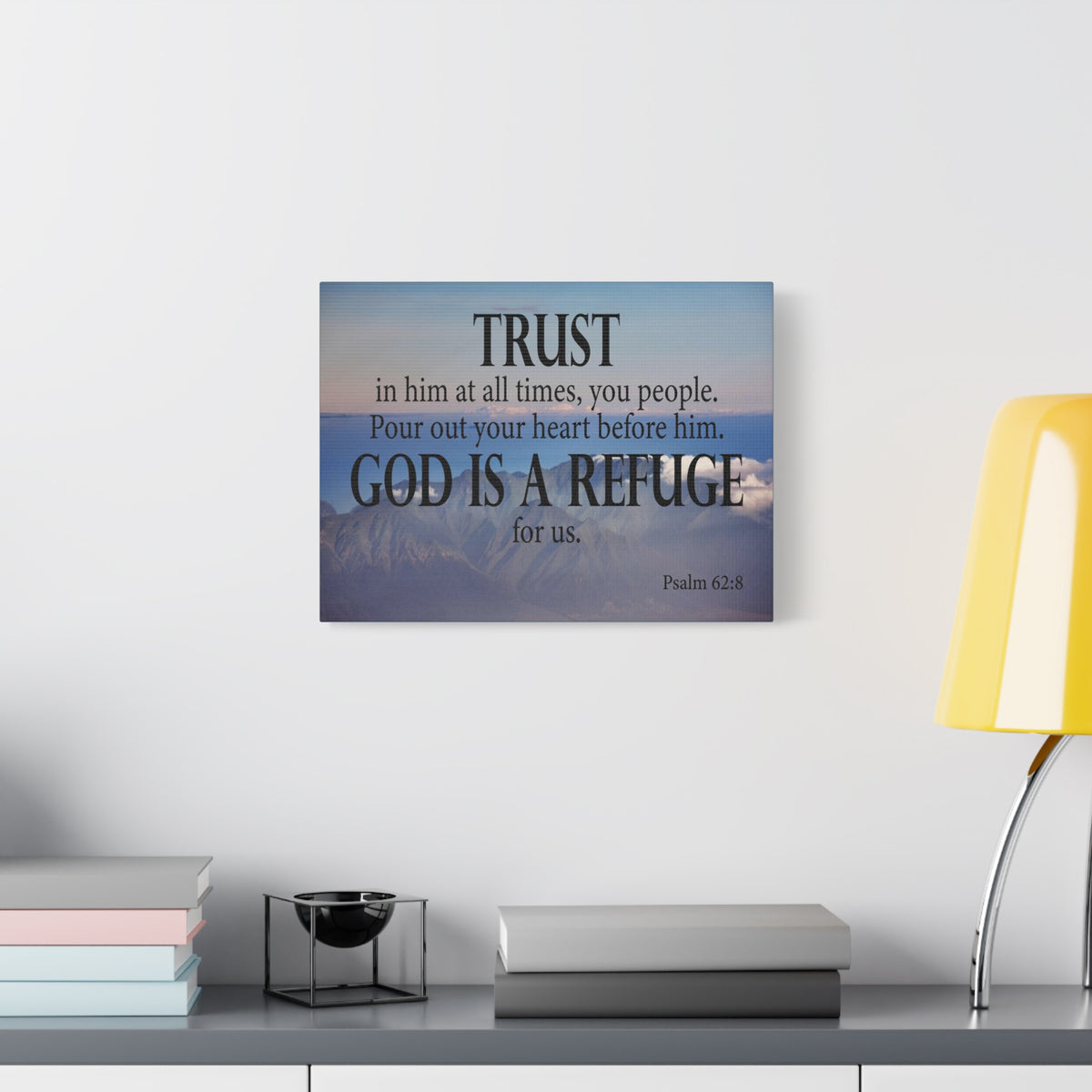 Bible Verse Canvas God is Refuge for Us Psalm 62:8 Wall Art Christian Home Decor-Express Your Love Gifts