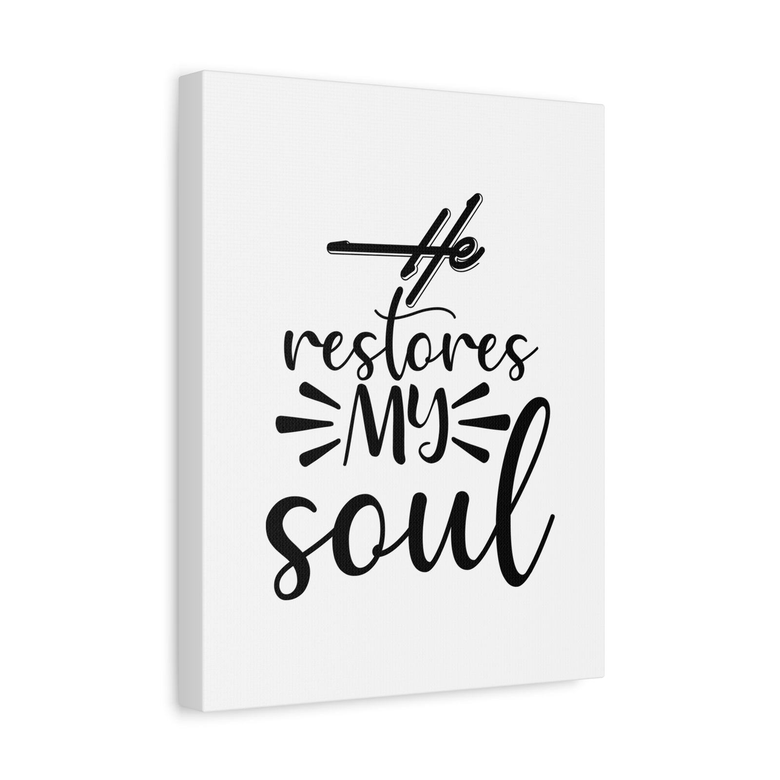 Scripture Canvas He Restores My Soul Psalm 23:3 Christian Wall Art Bible Verse Print Ready to Hang-Express Your Love Gifts
