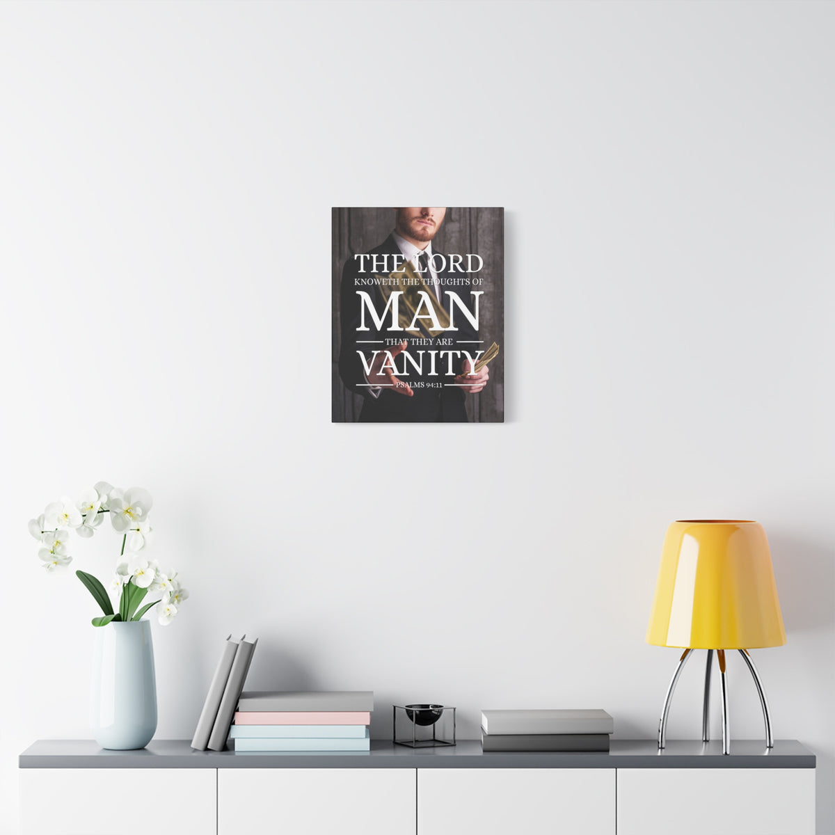 Scripture Canvas Thoughts Of Man Psalm 94:11 Christian Wall Art Bible Verse Print Ready to Hang-Express Your Love Gifts