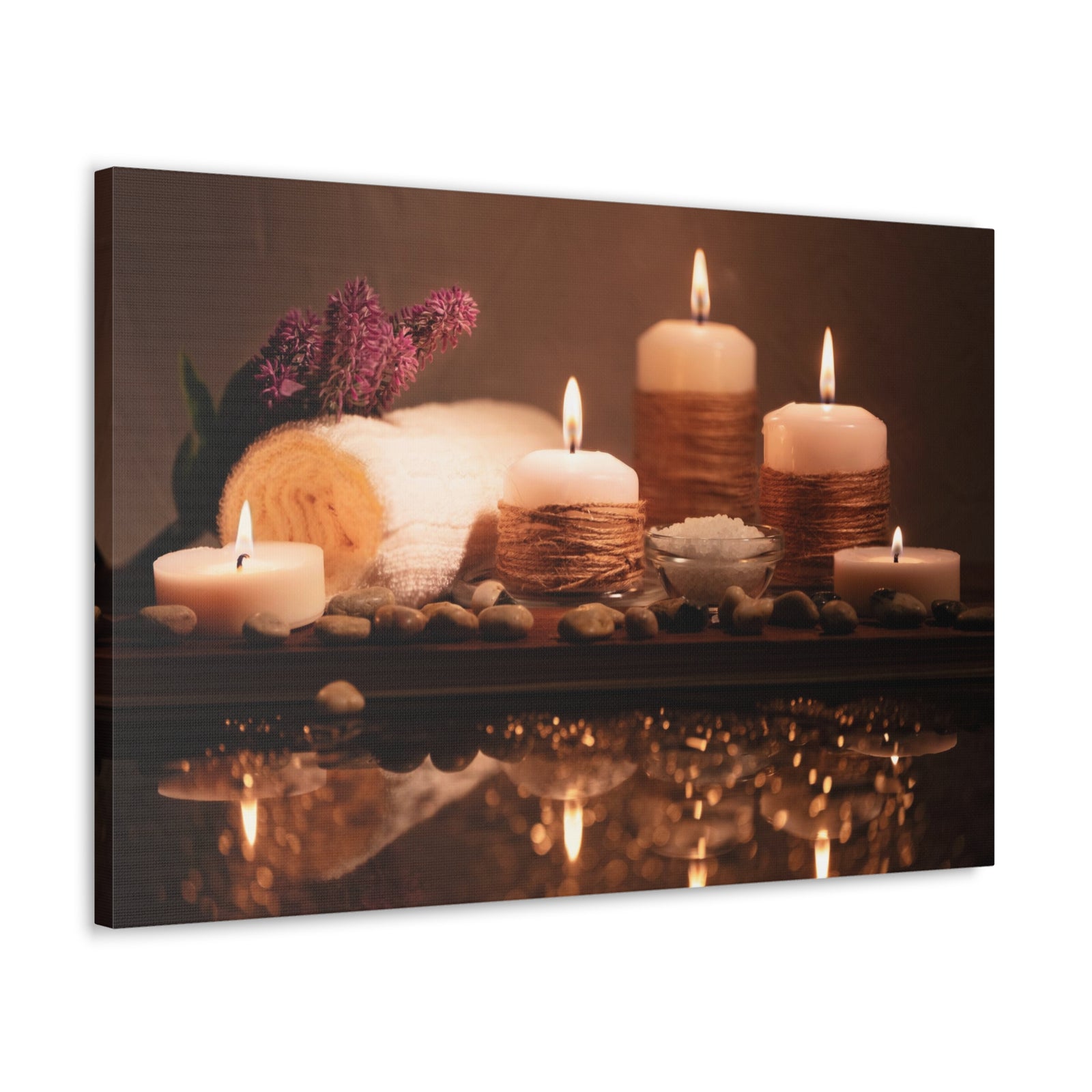 Pebbles and Aromatic Candles Forest Floral Nature Photography Canvas Wall Art for Home Decor Ready-to-Hang-Express Your Love Gifts