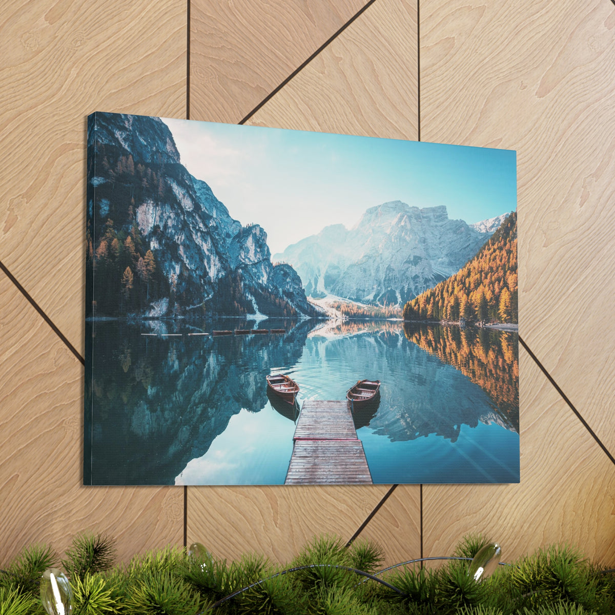 Mountain Valley Clear Lake Nature Wilderness Photography Canvas Wall Art for Home Decor Ready-to-Hang-Express Your Love Gifts