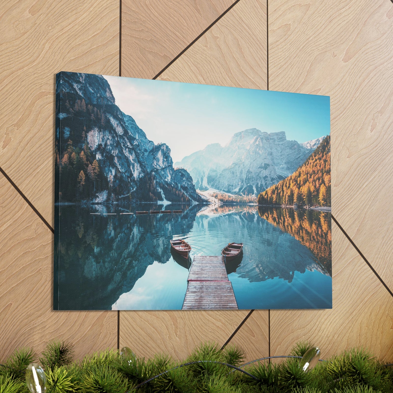 Mountain Valley Clear Lake Nature Wilderness Photography Canvas Wall Art for Home Decor Ready-to-Hang-Express Your Love Gifts