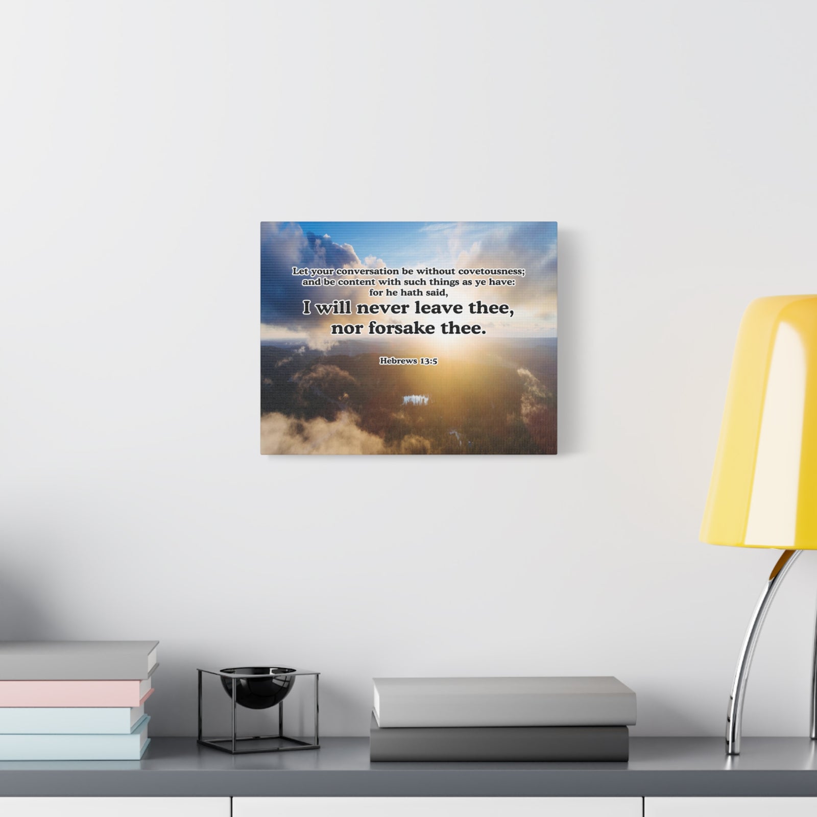 Bible Verse Canvas Never Leave or Forsake You Hebrews 13:5 Christian Wall Art Print Ready to Hang Unframed-Express Your Love Gifts