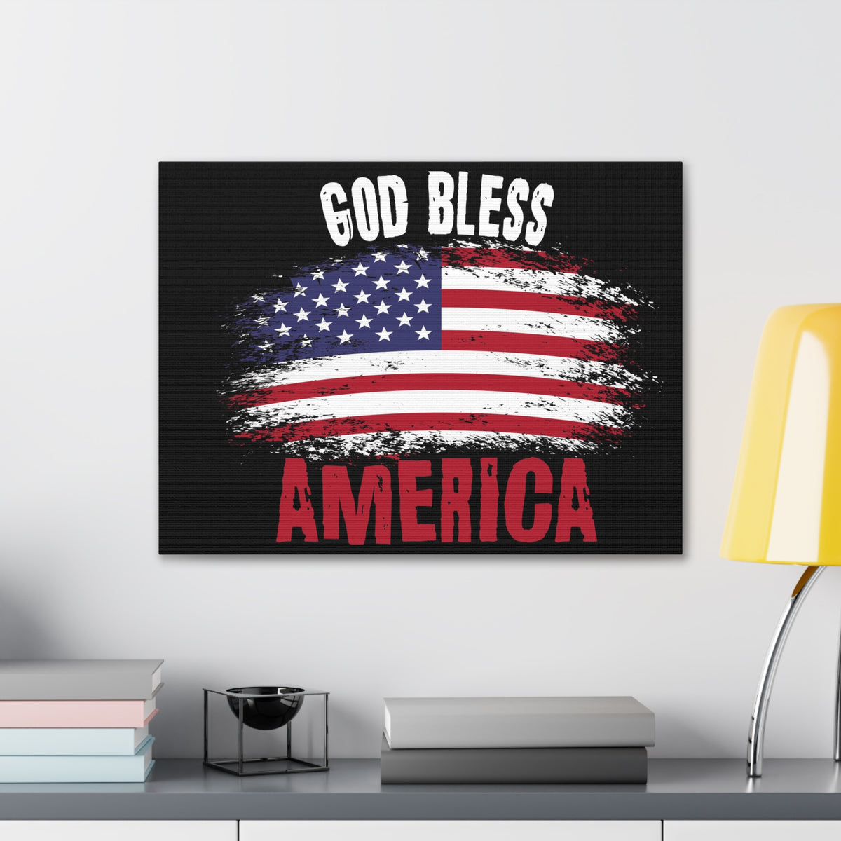 God Bless America On Black Background Canvas Wall Art for Home Decor Ready-to-Hang-Express Your Love Gifts