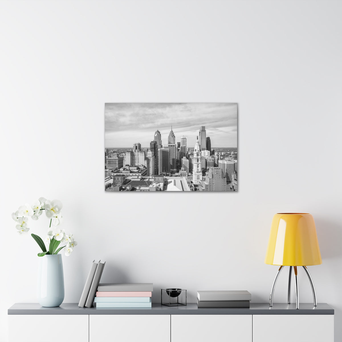 Philadelphia Black And White Skyline Canvas Artwork High-Quality Breathtaking Stunning Cityscape for Home Decor Ready to Hang-Express Your Love Gifts
