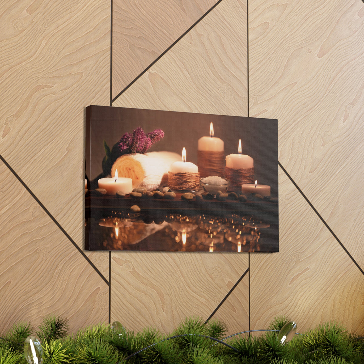 Pebbles and Aromatic Candles Forest Floral Nature Photography Canvas Wall Art for Home Decor Ready-to-Hang-Express Your Love Gifts