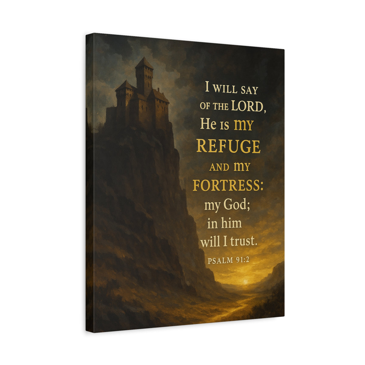 Bible Verse Canvas Psalm 91:2 Christian Home Décor Wall Art Scripture Ready to Hang Faith Print-Express Your Love Gifts