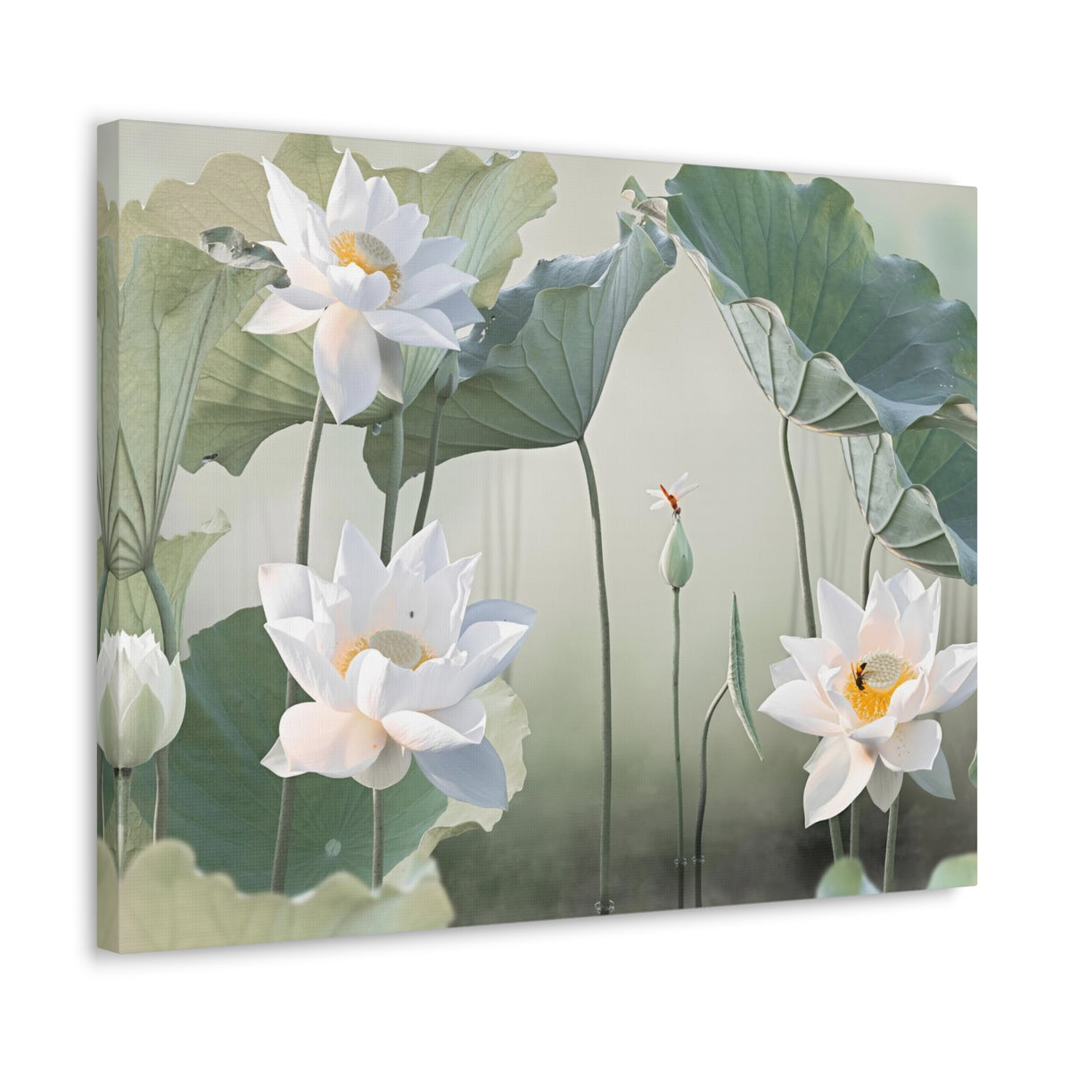 Beautiful White Lotus Flower Canvas Wall Art for Home Decor Ready-to-Hang-Express Your Love Gifts